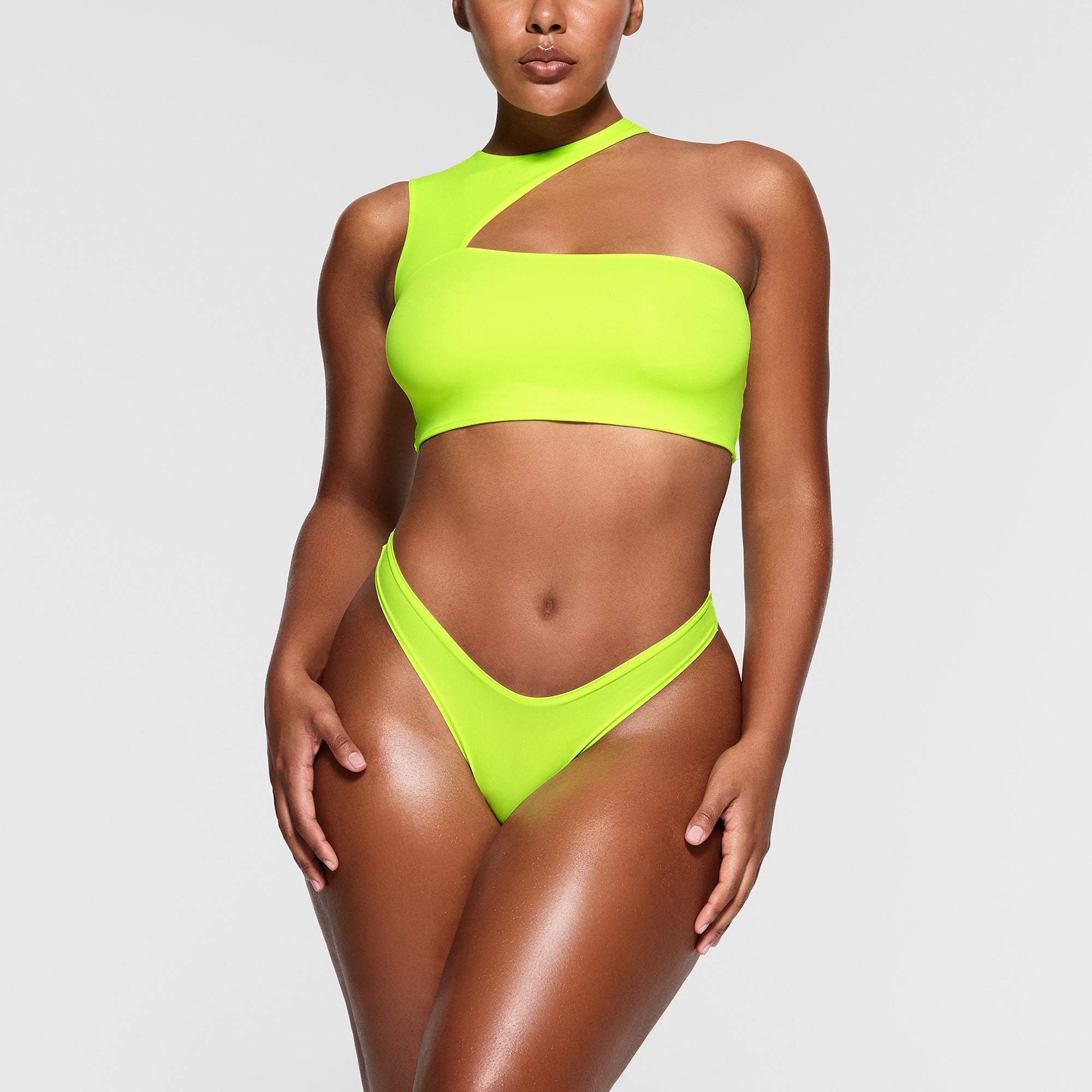 FITS EVERYBODY CUT OUT SUPER CROPPED TOP | GREEN HIGHLIGHTER