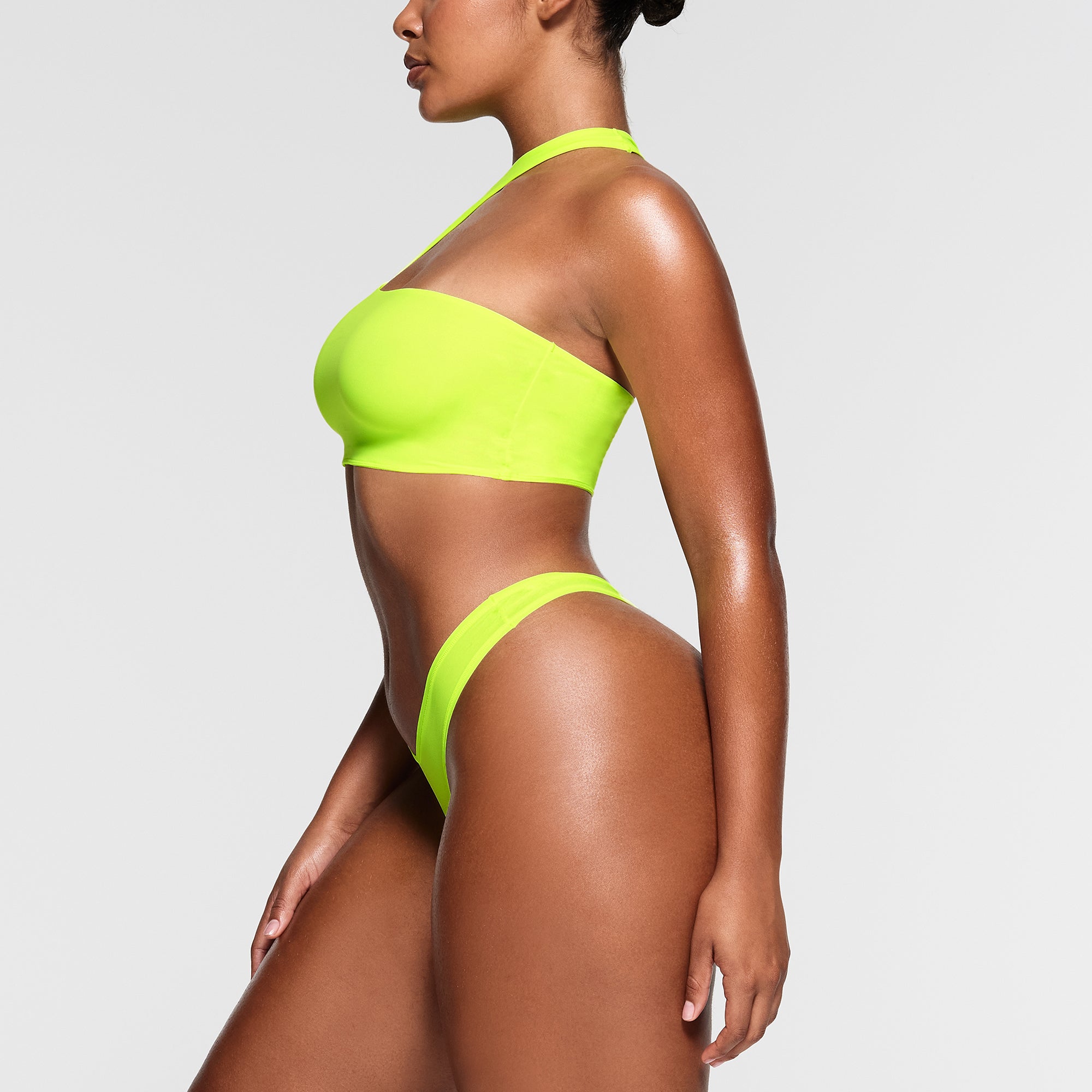 FITS EVERYBODY CUT OUT SUPER CROPPED TOP | GREEN HIGHLIGHTER - Image 2