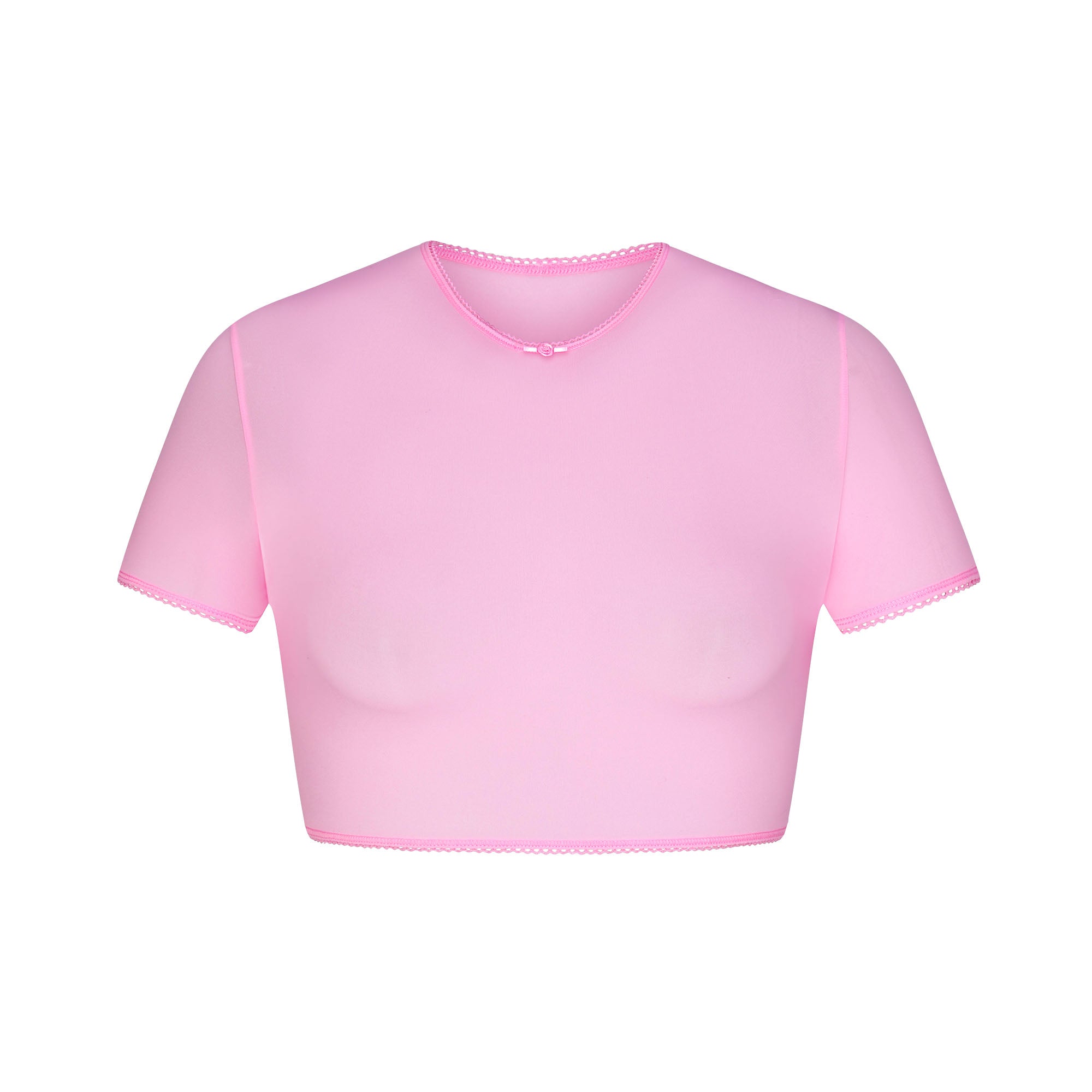 FITS EVERYBODY PICOT SUPER CROPPED T-SHIRT | BUBBLE GUM - Image 5