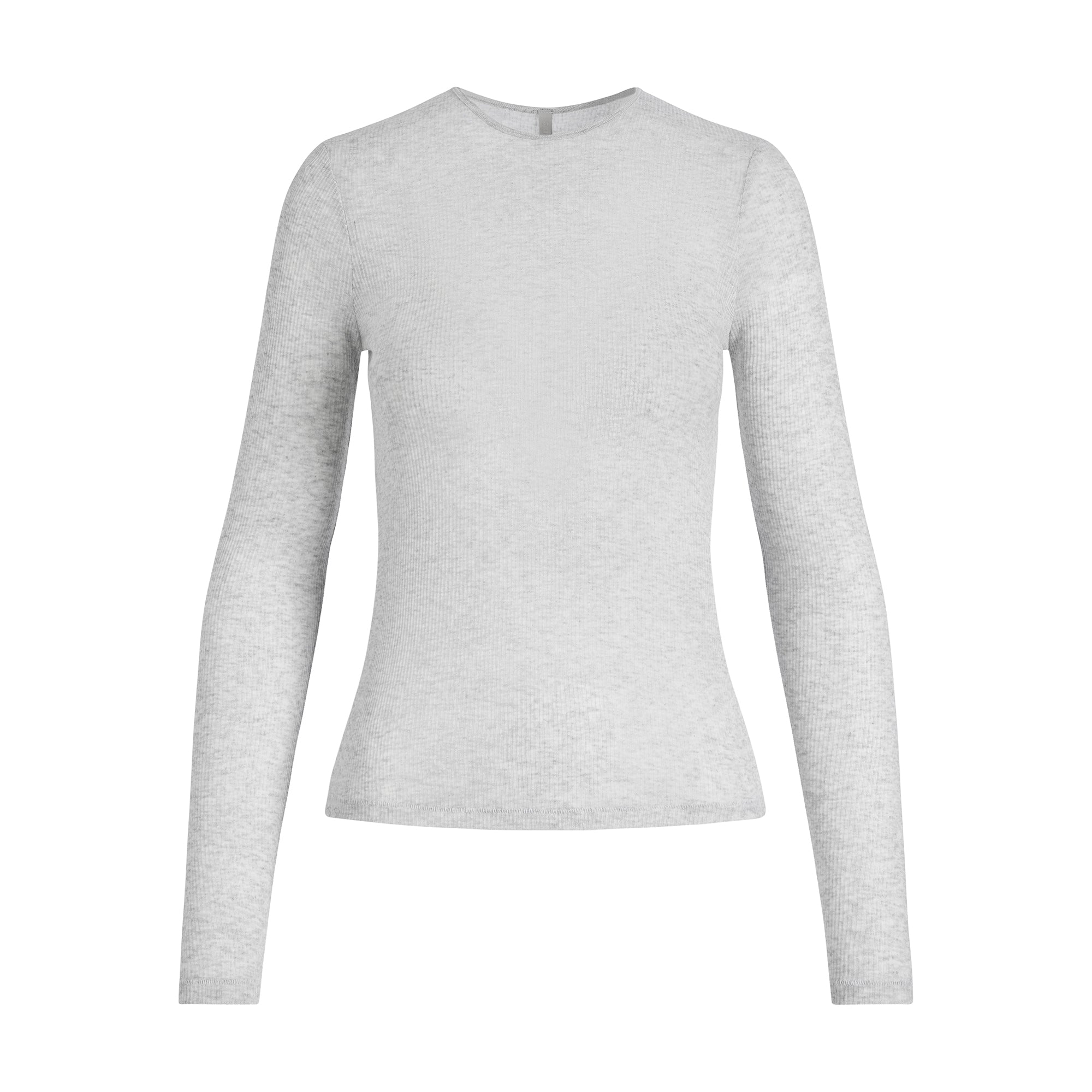 SHEER COTTON LONG SLEEVE T-SHIRT | LIGHT HEATHER GREY - Image 4