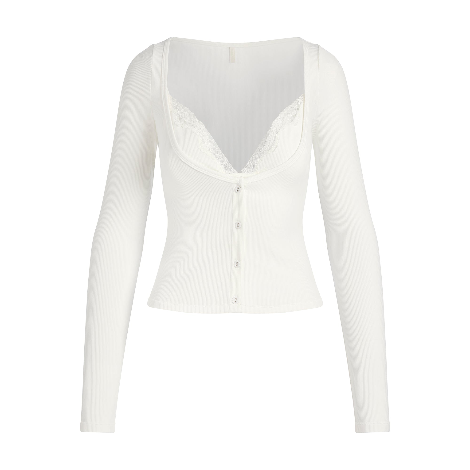 SOFT LOUNGE LACE LONG SLEEVE TOP WITH BRALETTE | MARBLE - Image 5