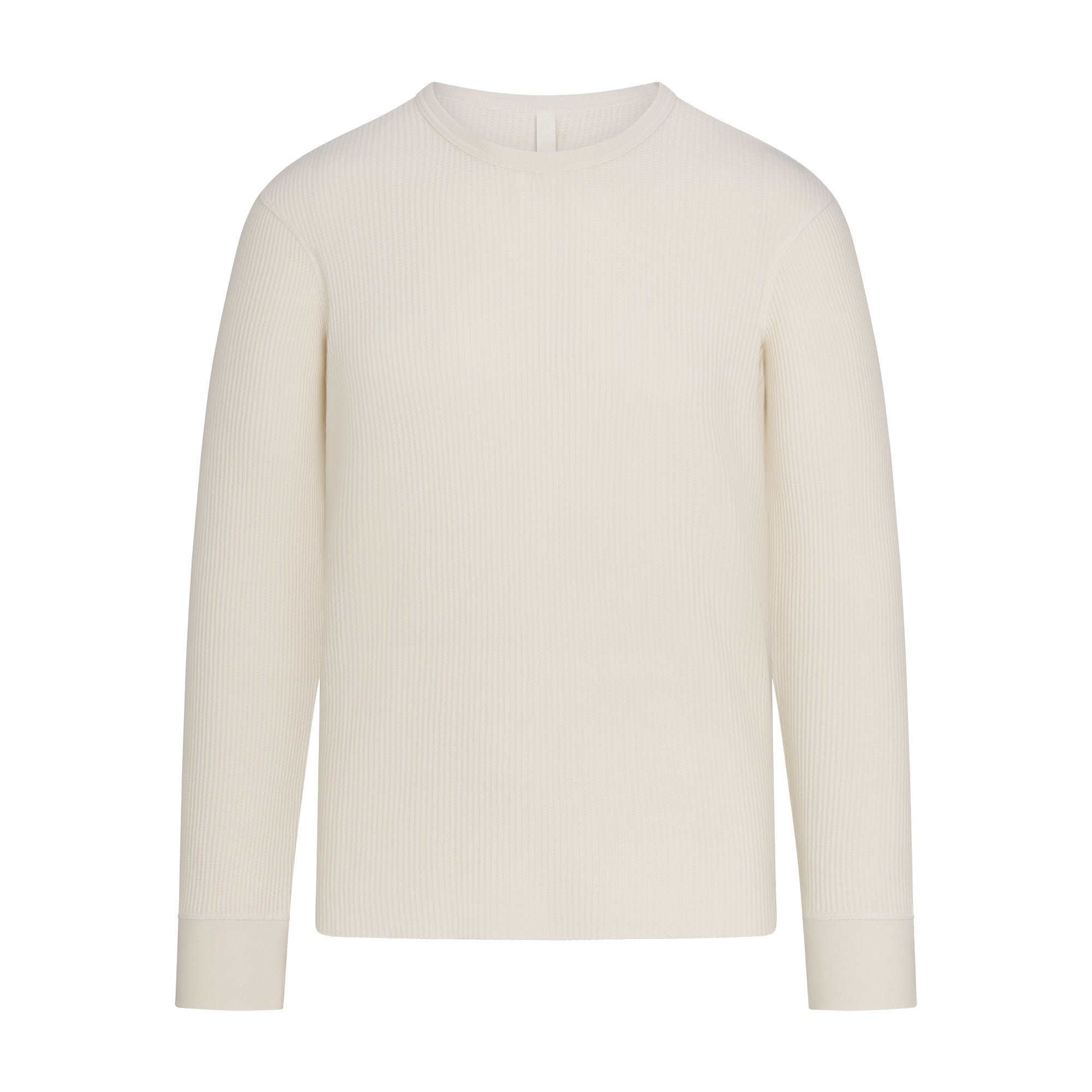 WAFFLE MENS LONG SLEEVE T-SHIRT | ECRU - Image 6