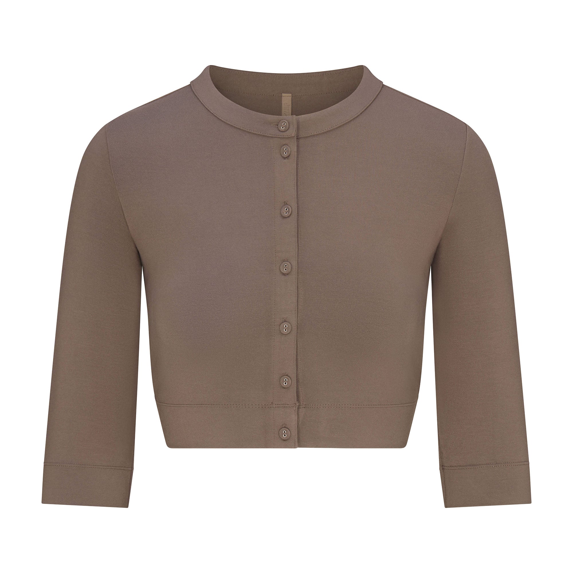 SMOOTH LAYERS CROPPED CARDIGAN | TRUFFLE - Image 5