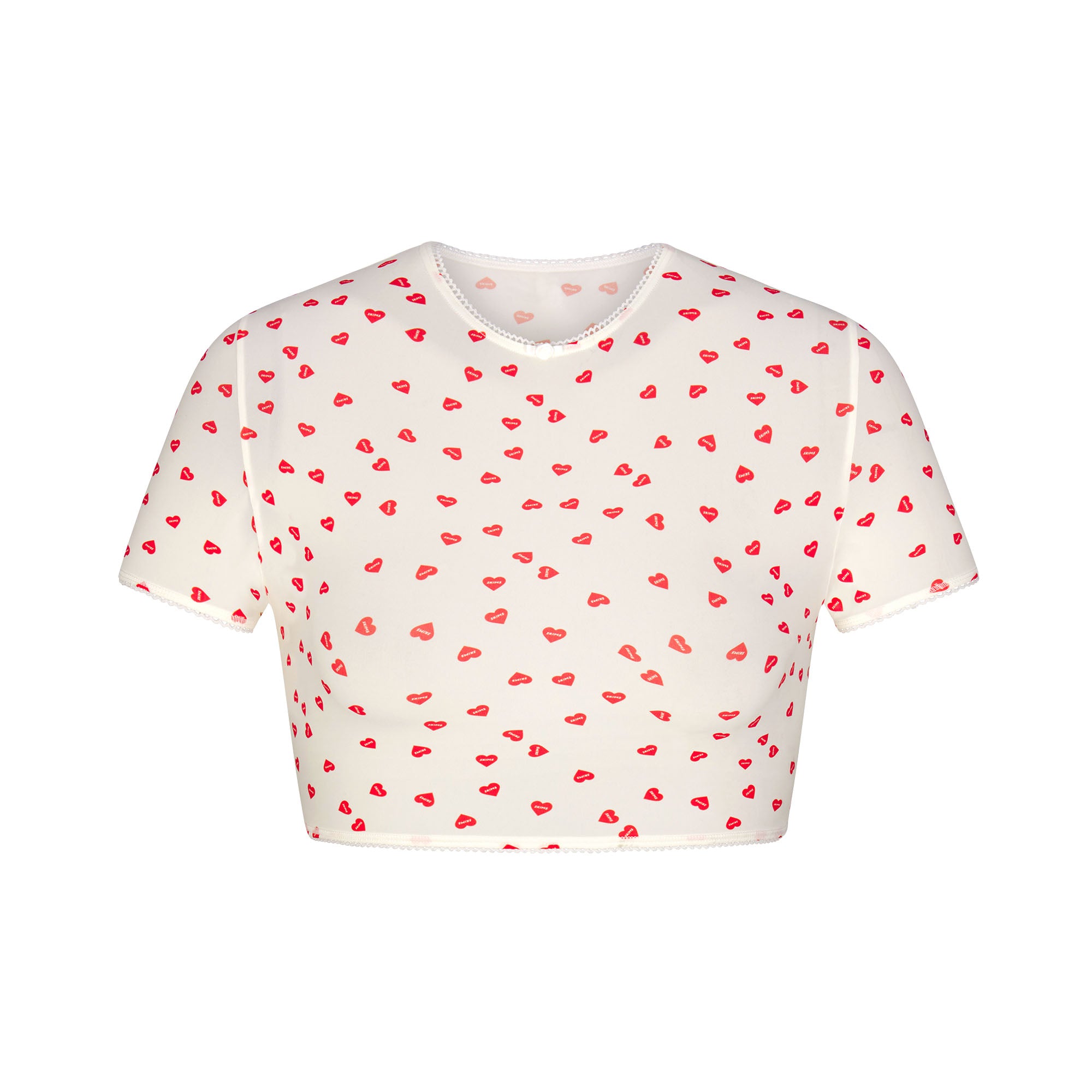 FITS EVERYBODY PICOT SUPER CROPPED T-SHIRT | RUBY HEART PRINT - Image 5