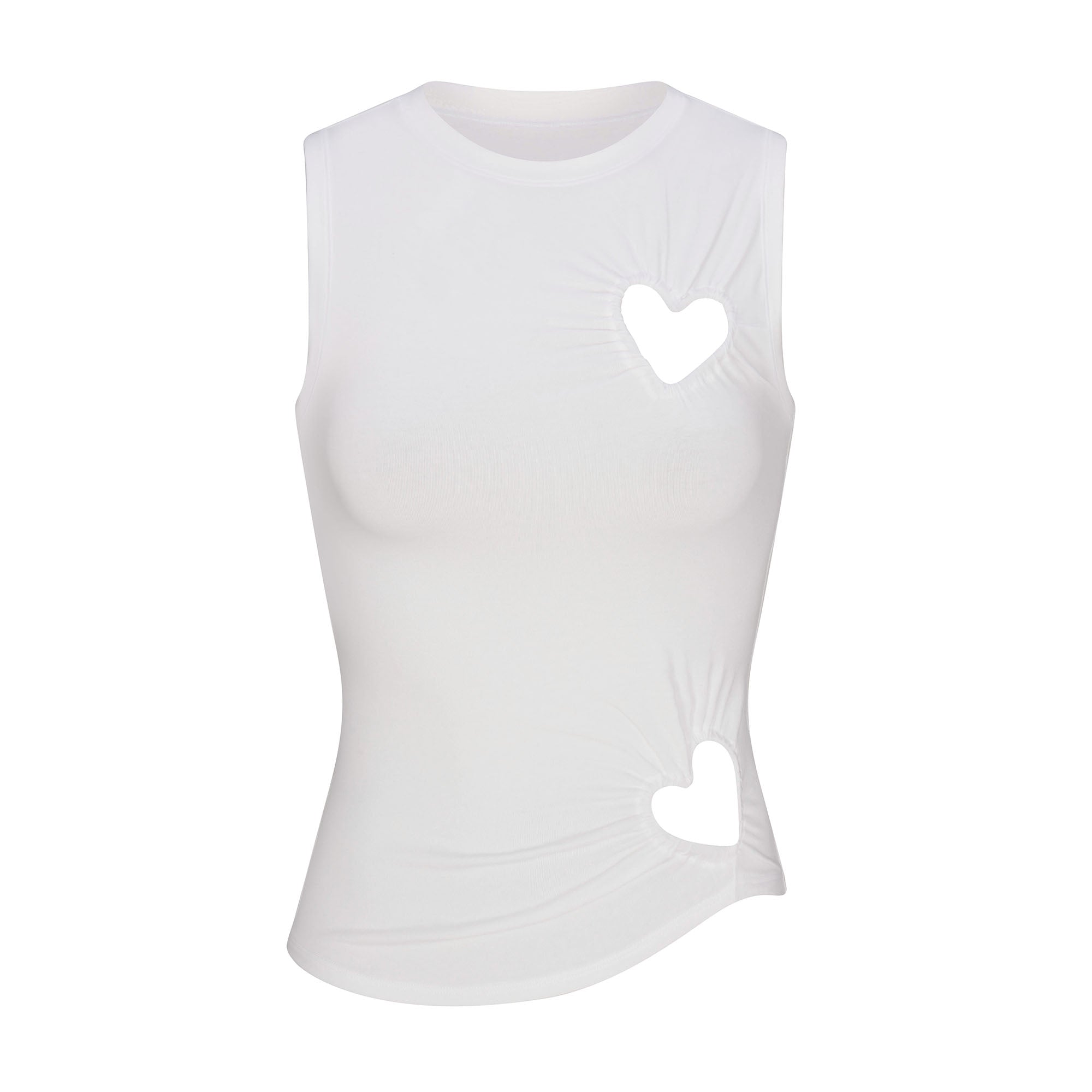 COTTON JERSEY HEART TANK | SNOW - Image 5