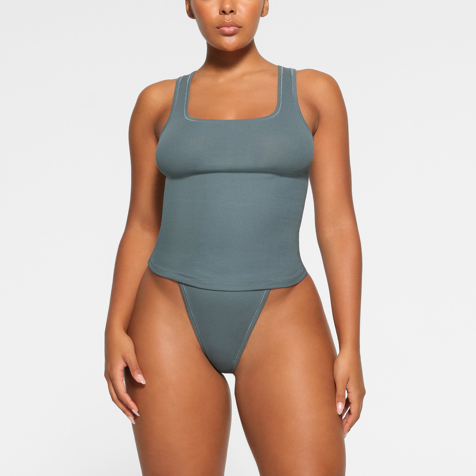 COTTON RIB LONG TANK | KYANITE