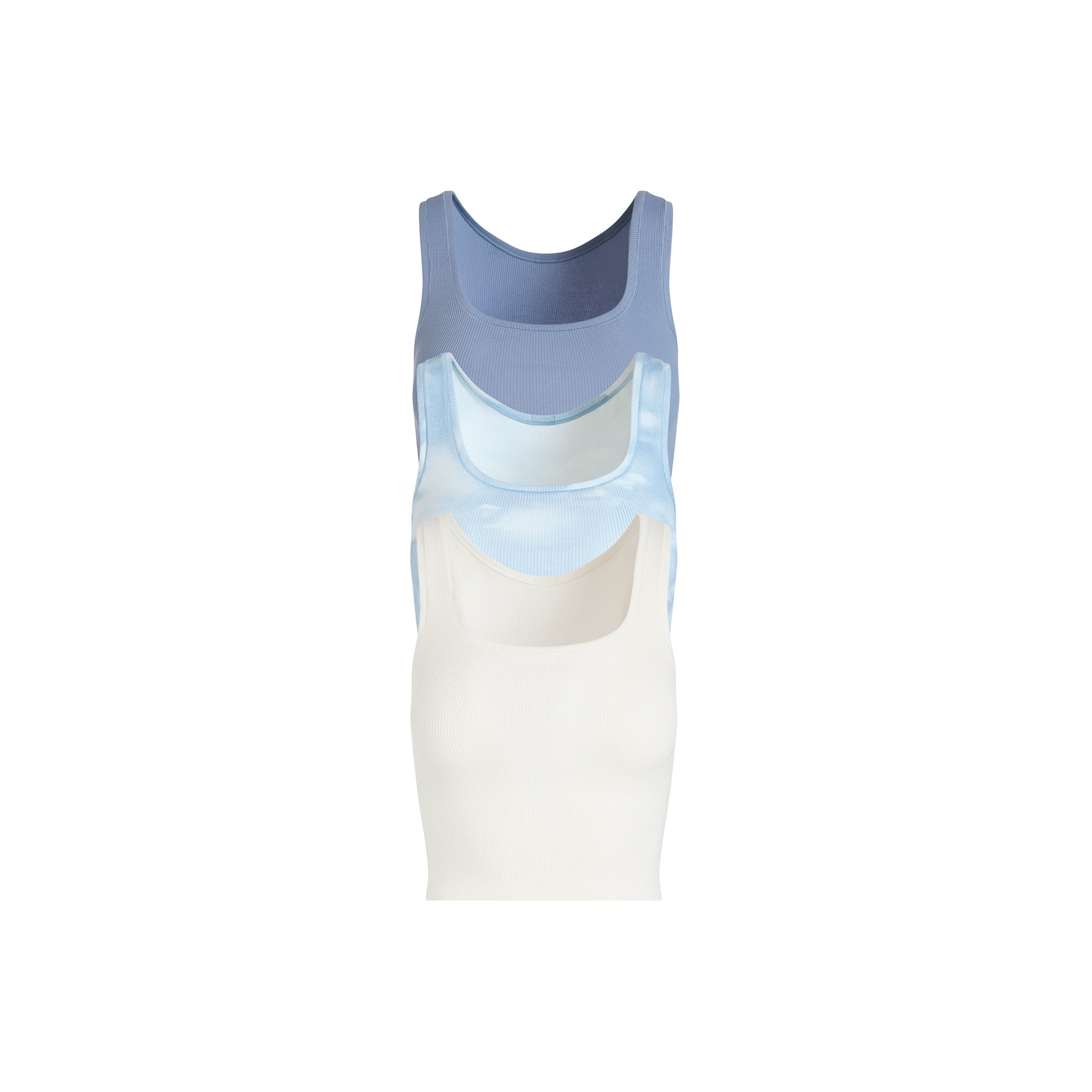 COTTON RIB TANK 3-PACK | BLUE QUARTZ CLOUD MULTI
