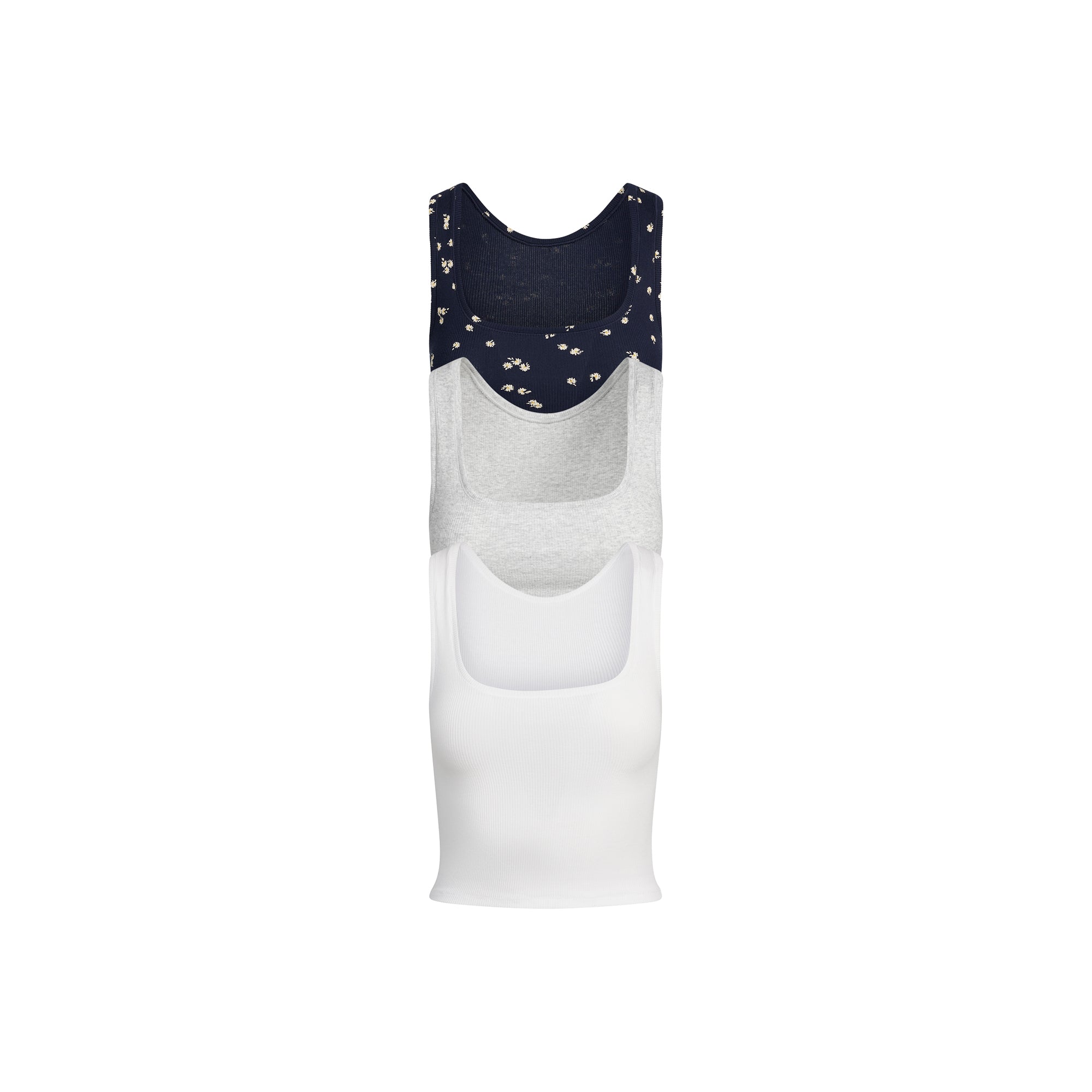 COTTON RIB TANK 3-PACK | NAVY DAISY PRINT - Image 13