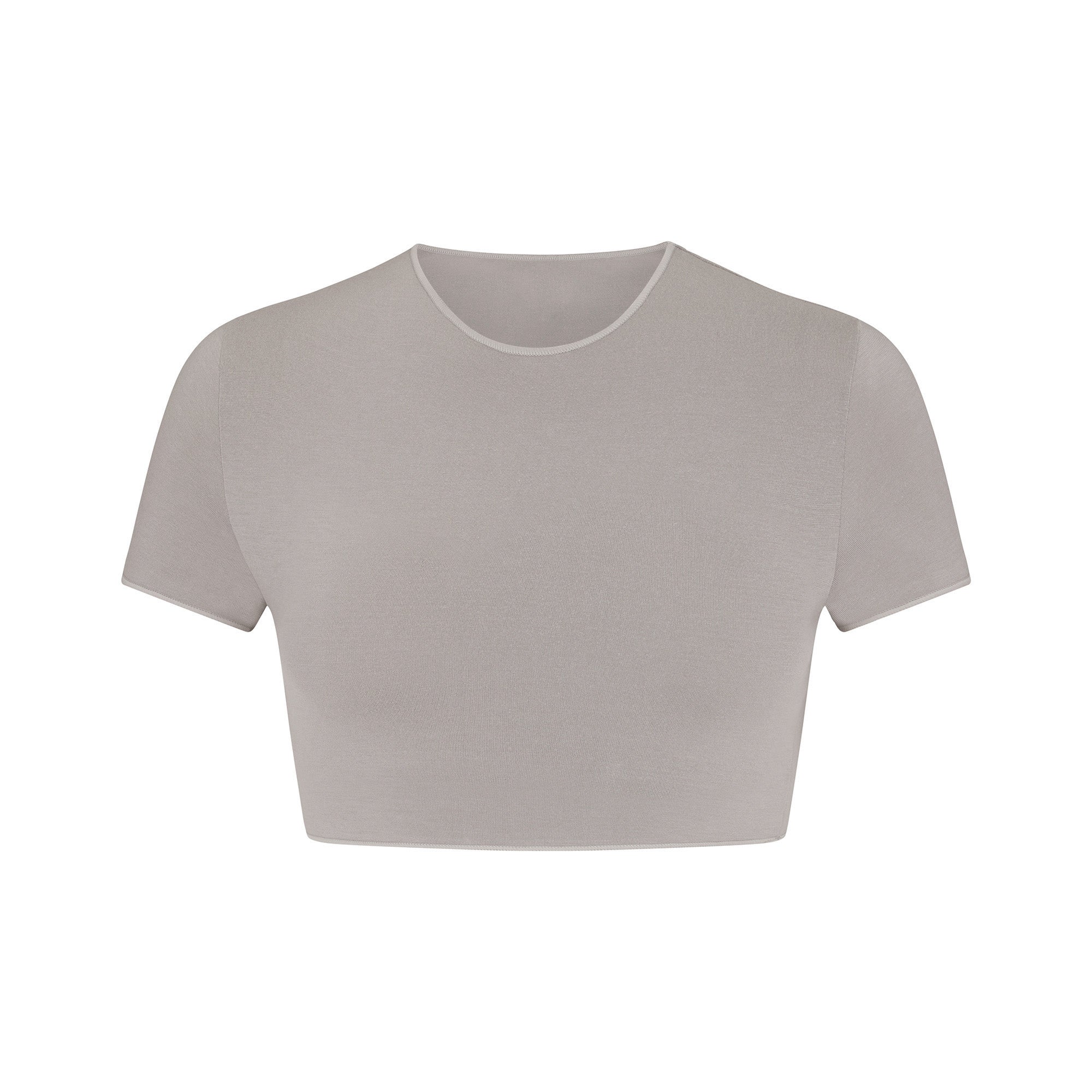 SEAMLESS MODAL CROPPED T-SHIRT | SMOKE - Image 5