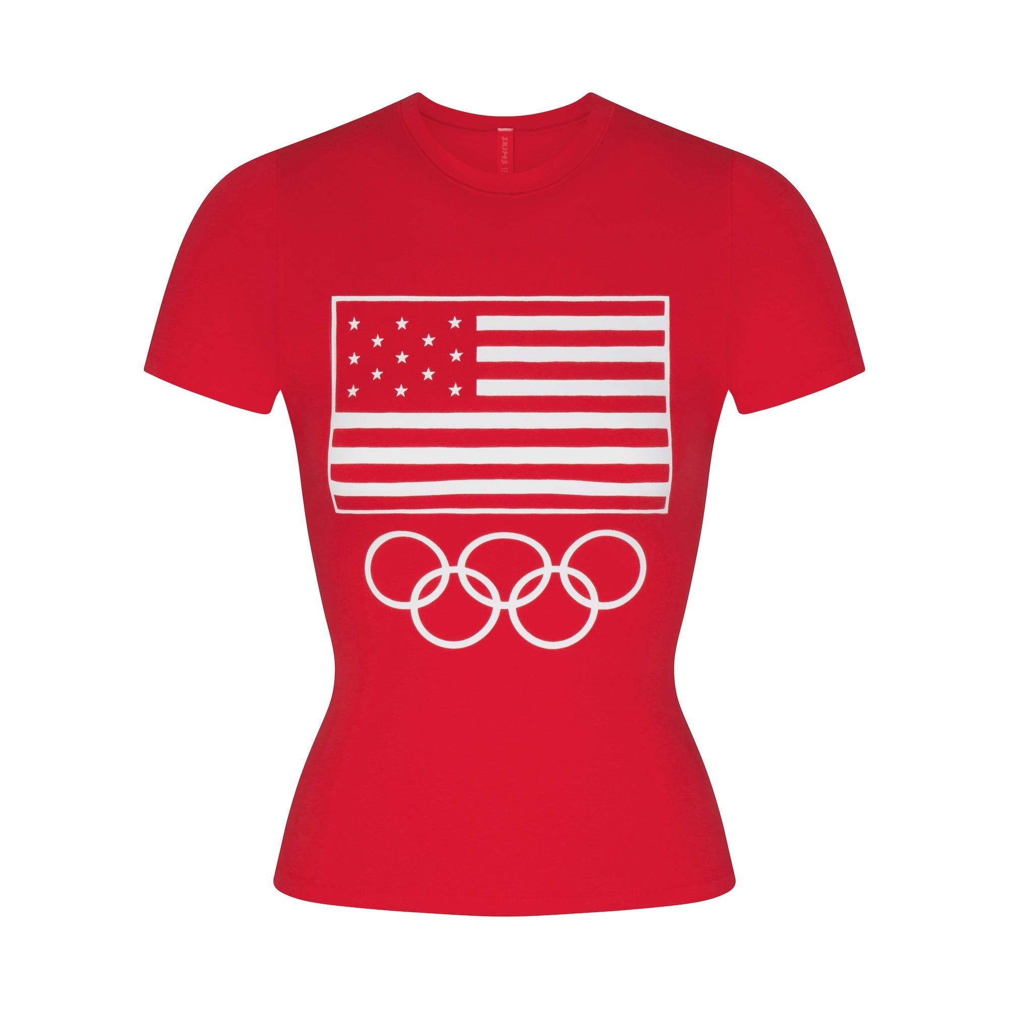 SKIMS FOR TEAM USA COTTON JERSEY OLYMPIC T-SHIRT | RED - Image 5
