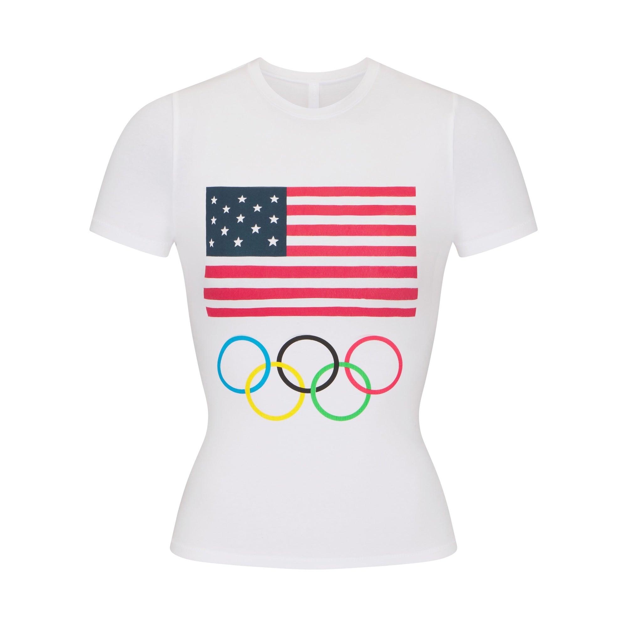 SKIMS FOR TEAM USA COTTON JERSEY OLYMPIC T-SHIRT | WHITE - Image 5