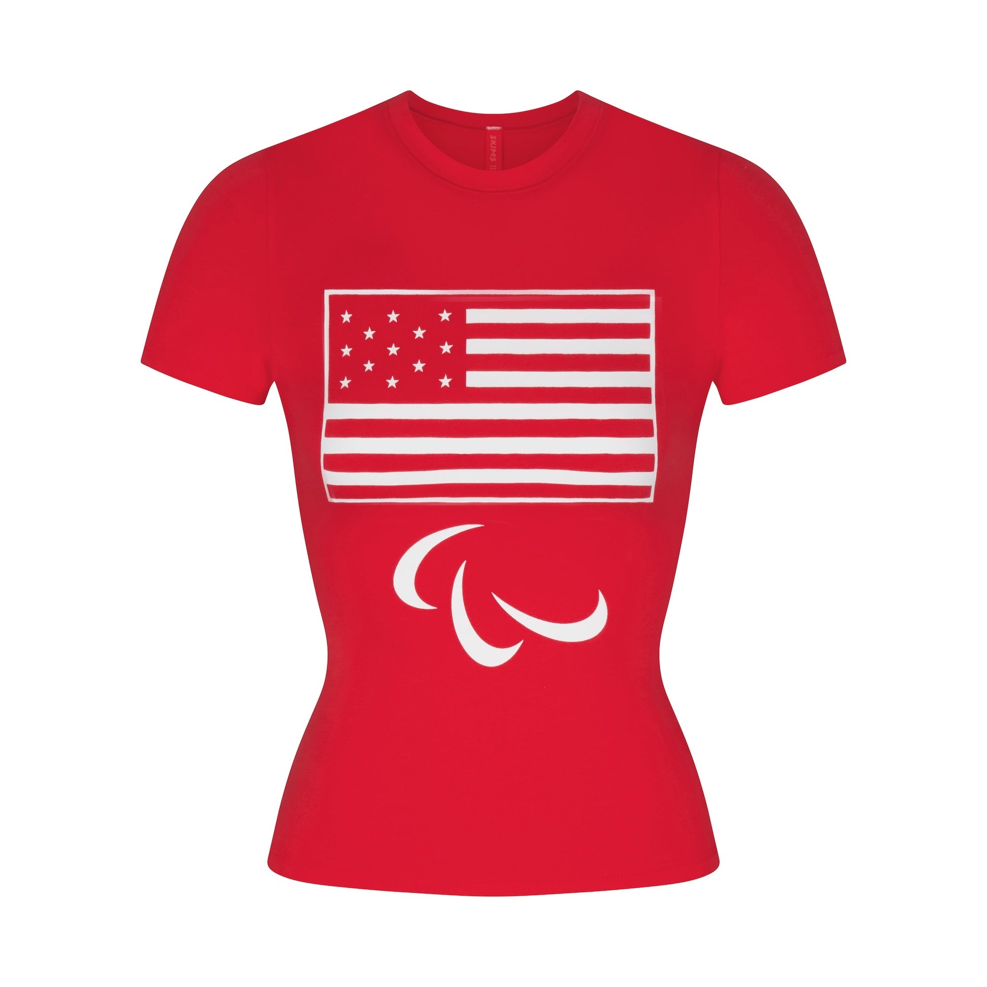 SKIMS FOR TEAM USA COTTON JERSEY PARALYMPIC T-SHIRT | RED - Image 4