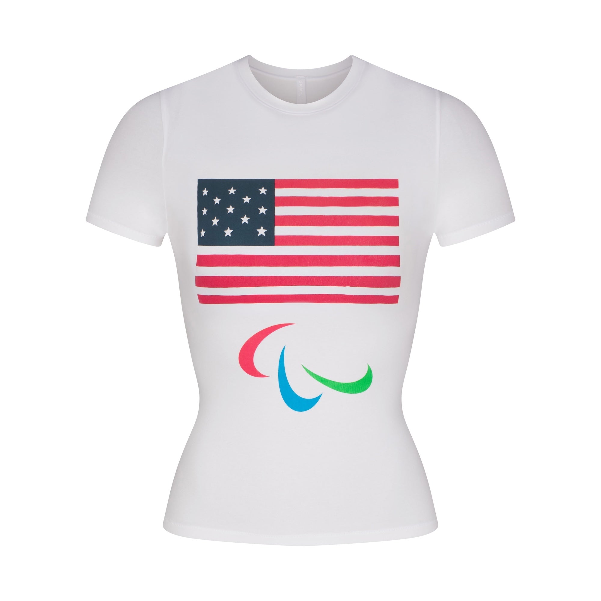 SKIMS FOR TEAM USA COTTON JERSEY PARALYMPIC T-SHIRT | WHITE - Image 5