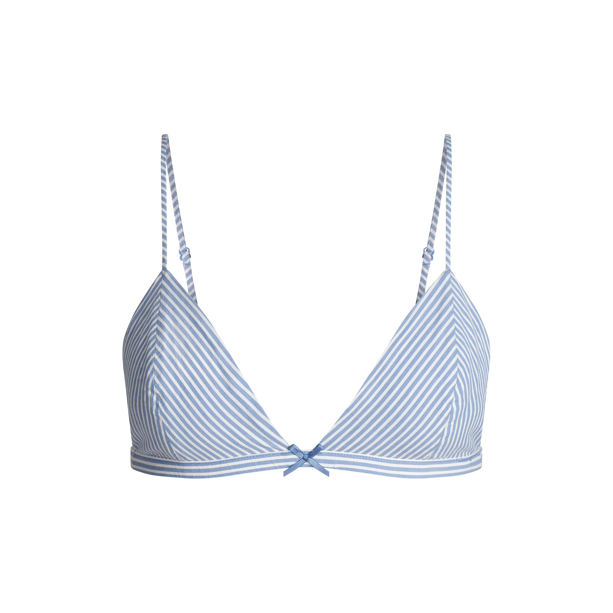 COTTON POPLIN TRIANGLE BRALETTE | CADET STRIPE - Image 6