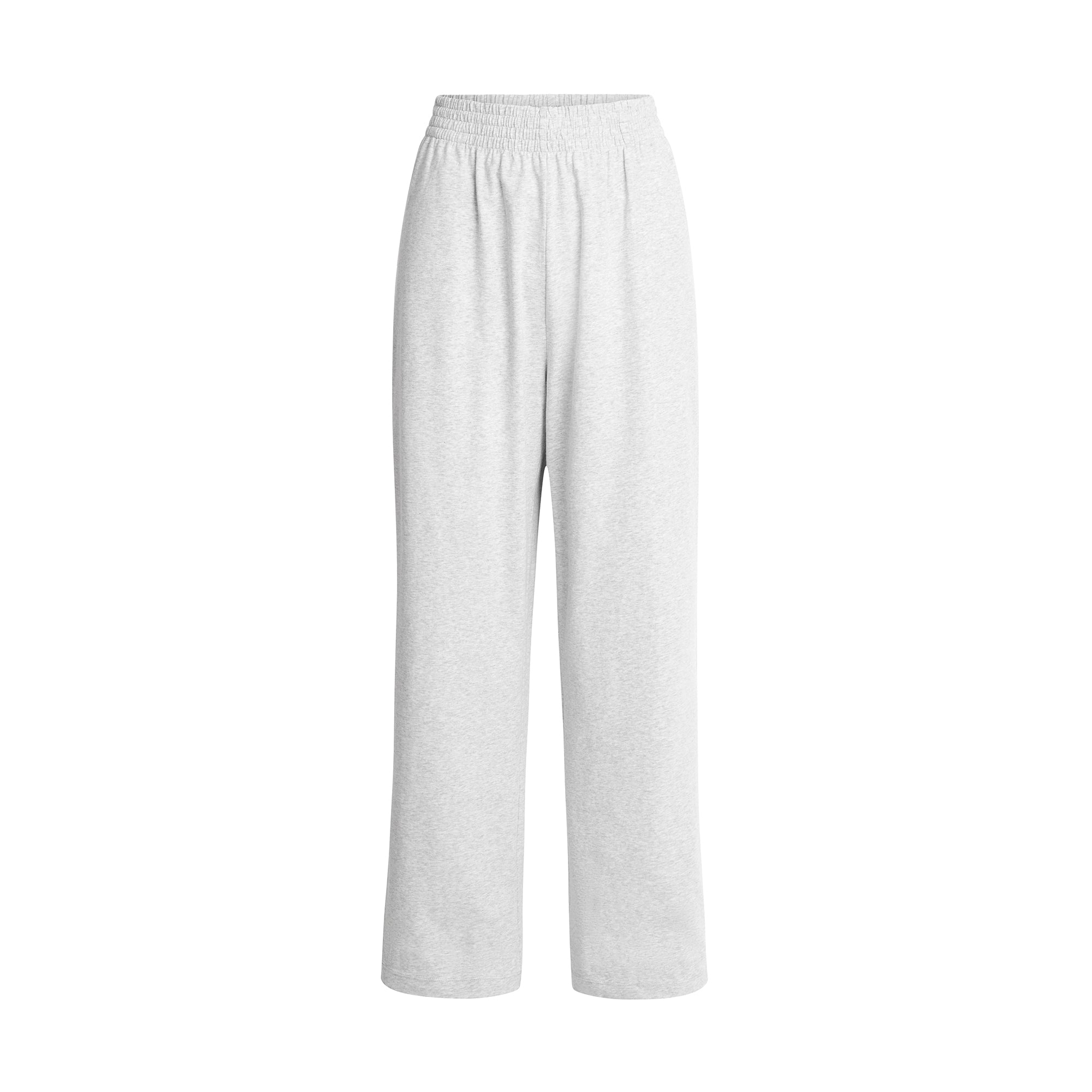 COTTON JERSEY WIDE LEG PANT | LIGHT HEATHER GREY - Image 6