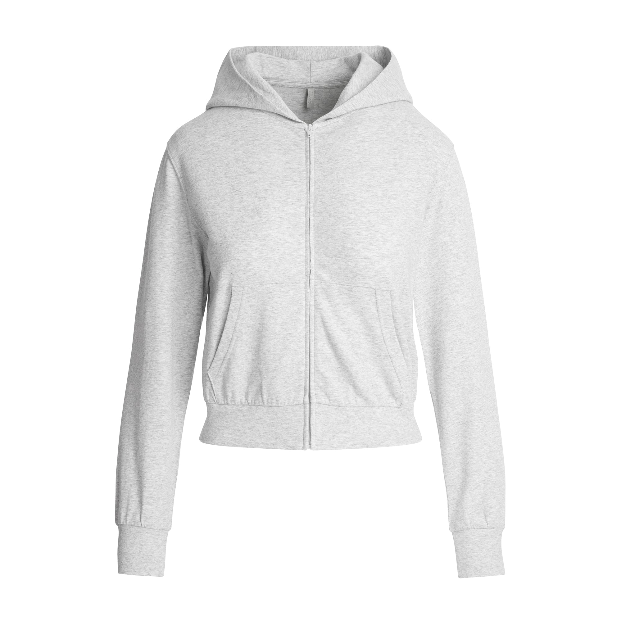 COTTON JERSEY ZIP UP HOODIE | LIGHT HEATHER GREY - Image 6