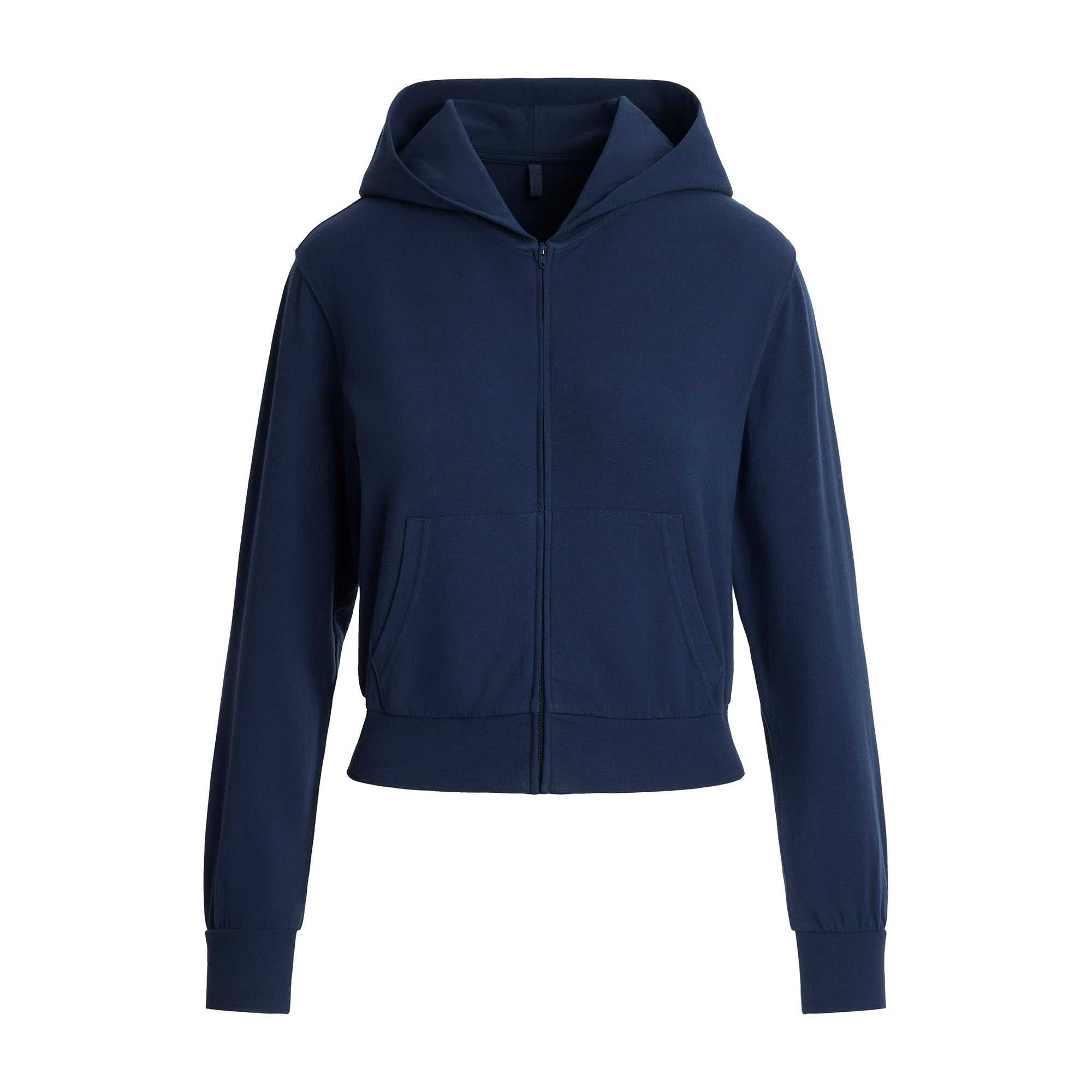 COTTON JERSEY ZIP UP HOODIE | NAVY - Image 6