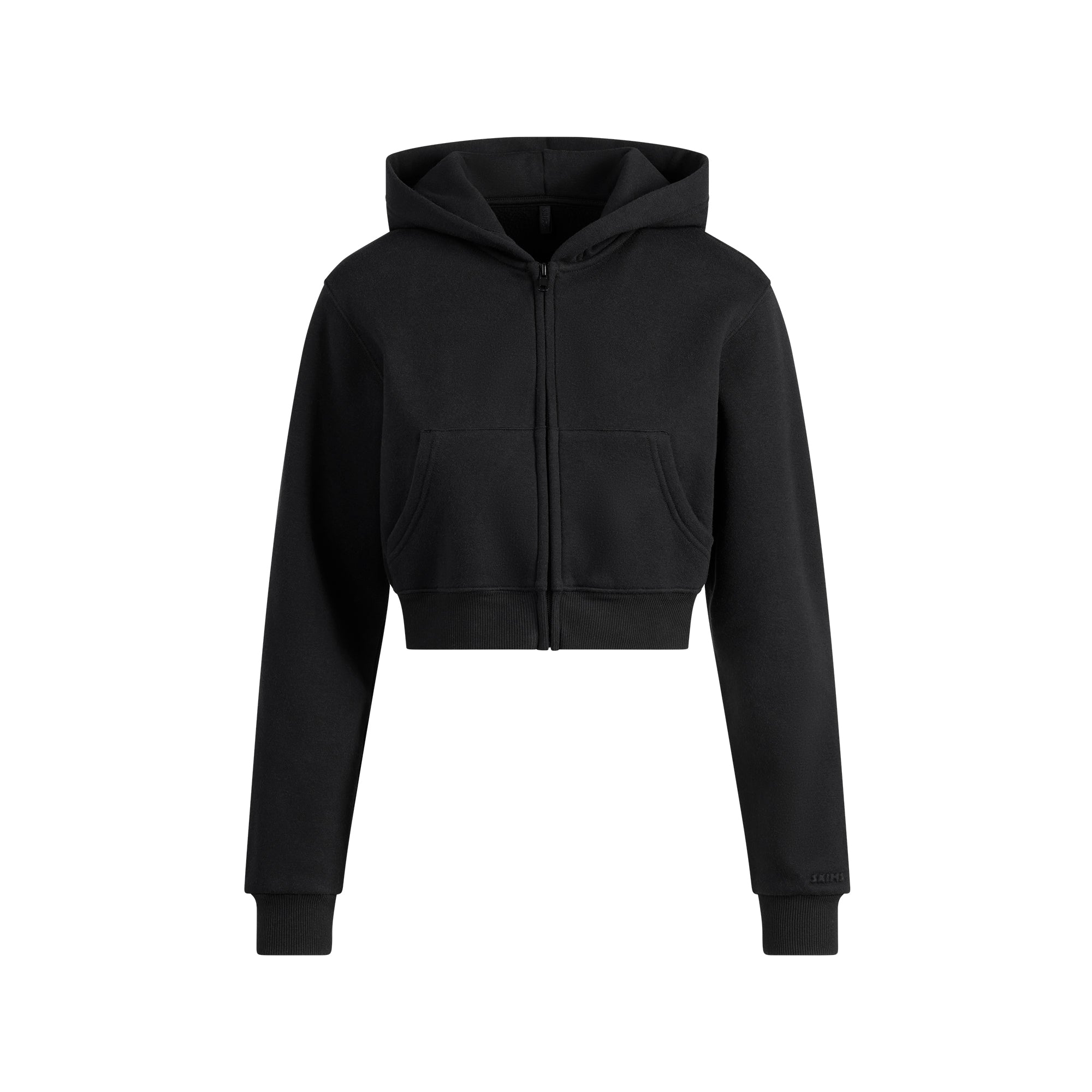 COTTON FLEECE CROPPED ZIP UP HOODIE | ONYX - Image 6
