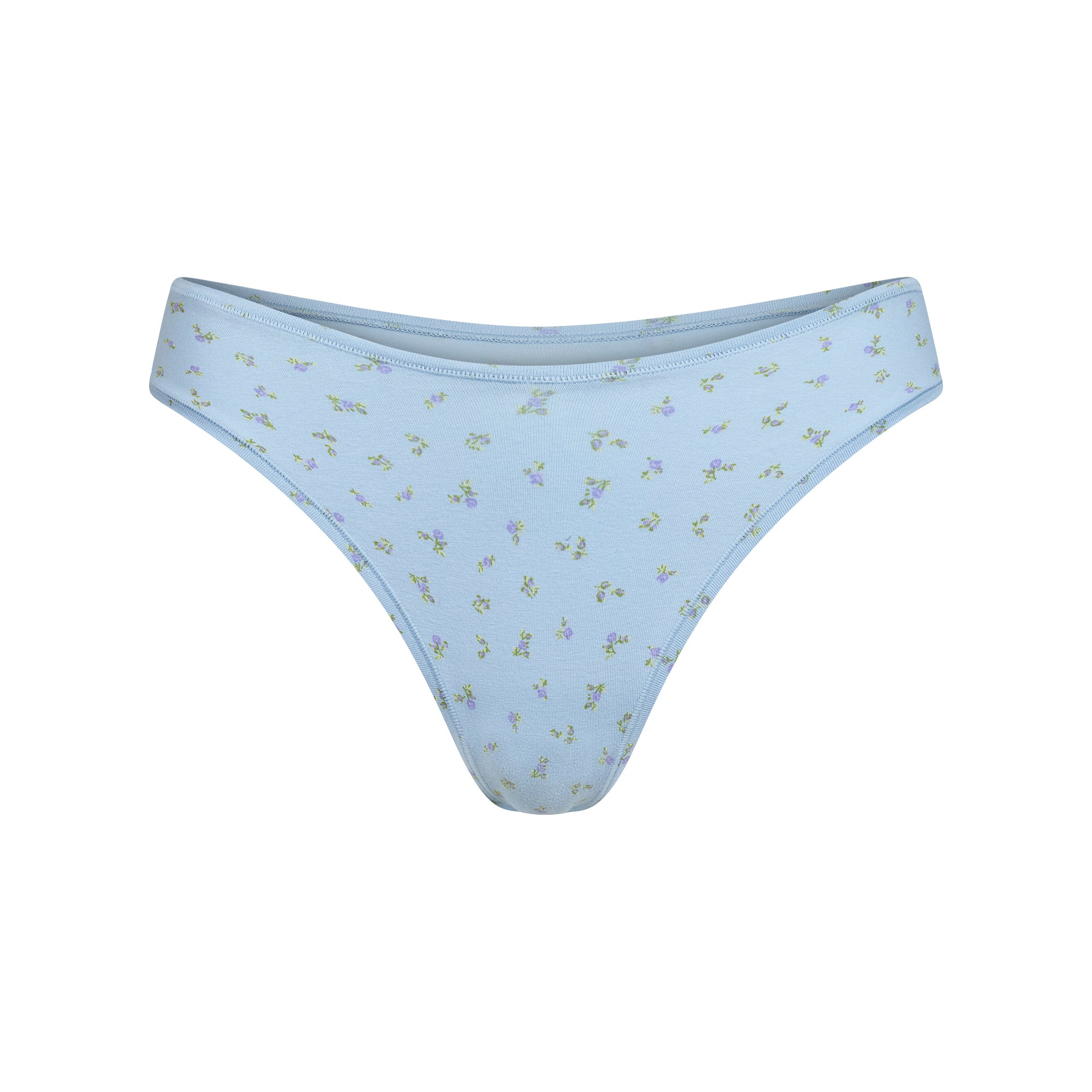 COTTON JERSEY DIPPED THONG | POWDER BLUE MICRO FLORAL - Image 6