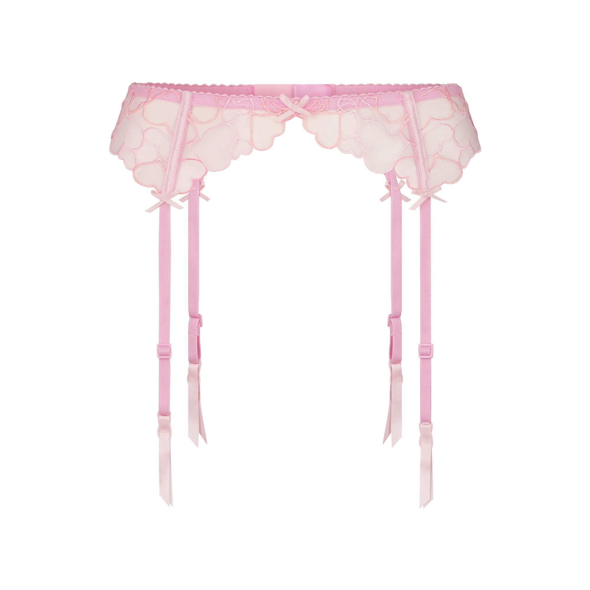 EMBROIDERED TULLE GARTER BELT | BUBBLE GUM - Image 5