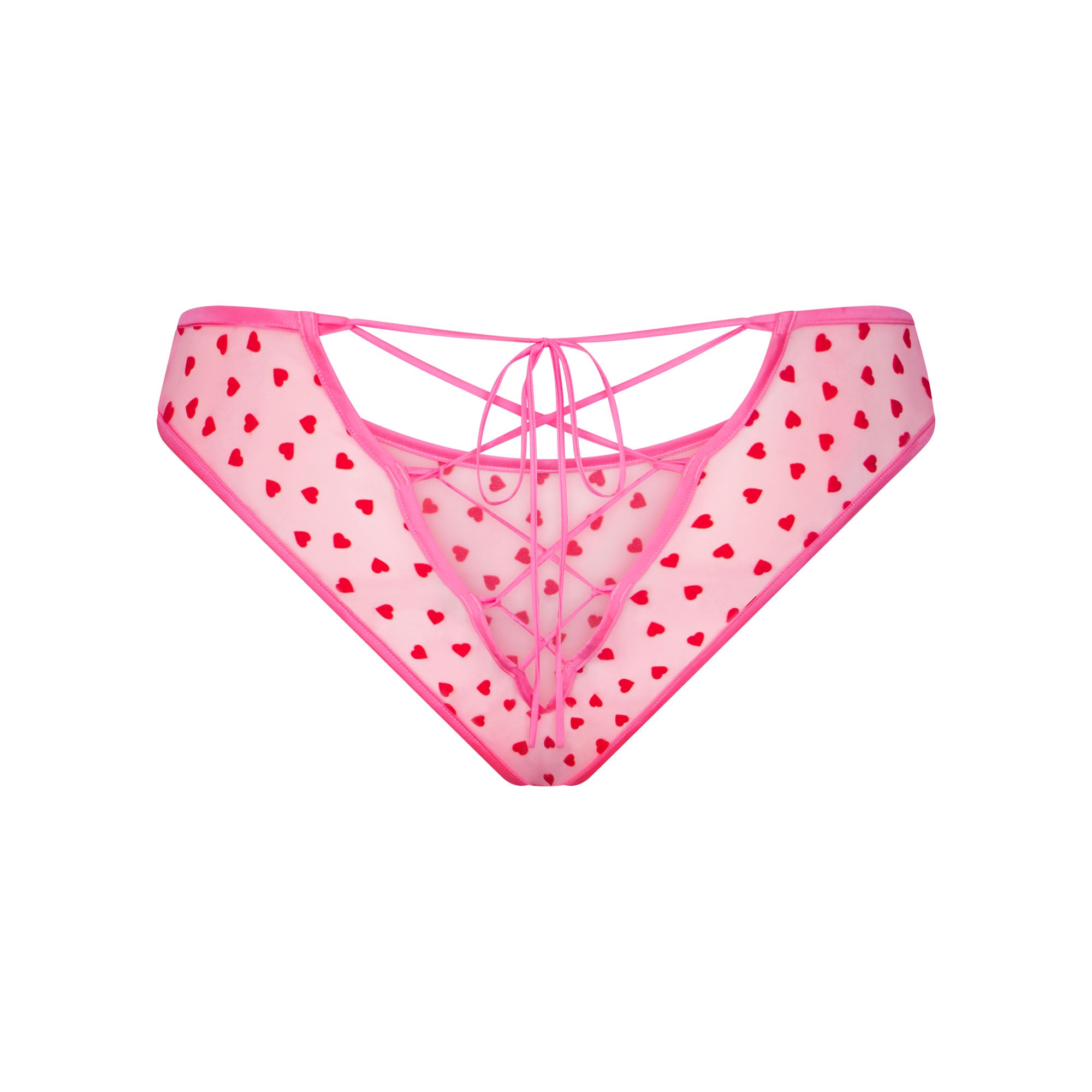 NOVELTY INTIMATES LACE UP BIKINI | PINK HEART PRINT - Image 5