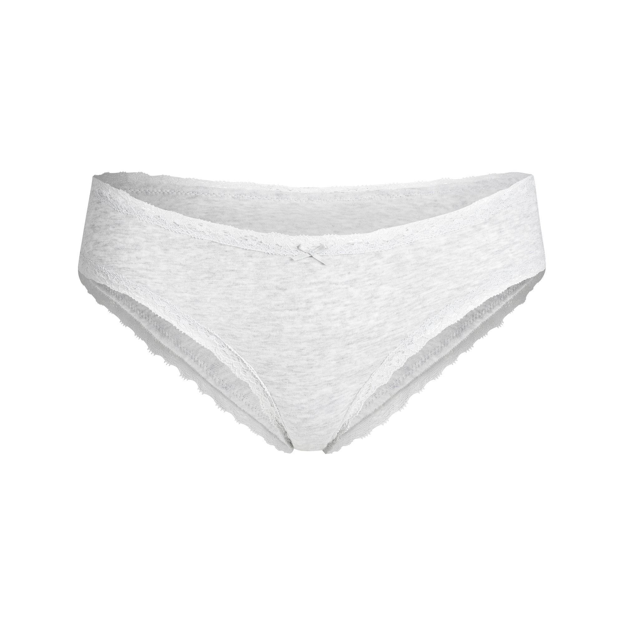 LIGHTWEIGHT COTTON LACE BRIEF | LIGHT HEATHER GREY - Image 5