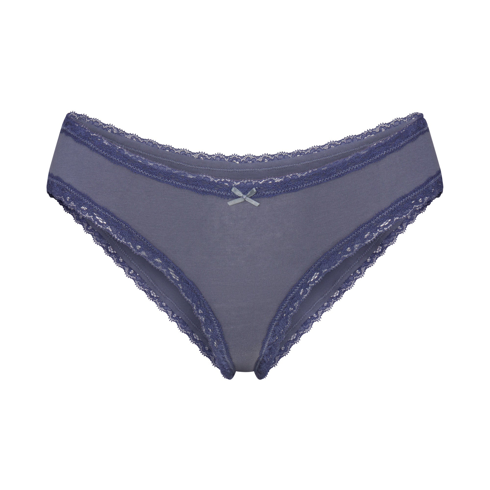 LIGHTWEIGHT COTTON LACE BRIEF | STEEL BLUE - Image 5