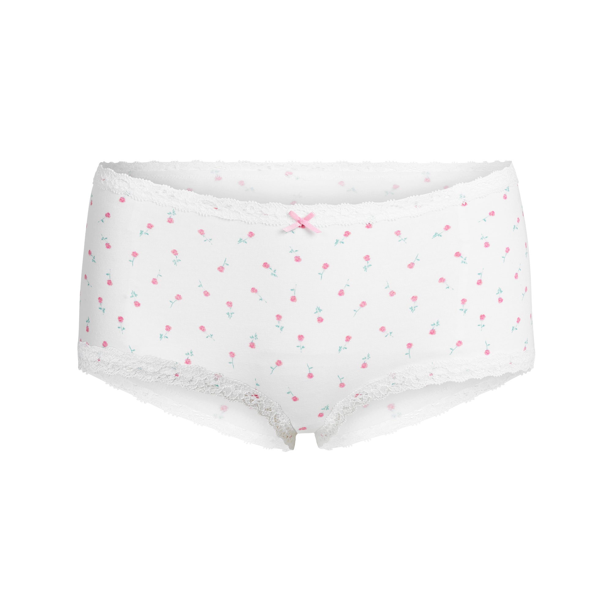 LIGHTWEIGHT COTTON LACE BOY SHORT | SNOW DITSY ROSE PRINT - Image 5