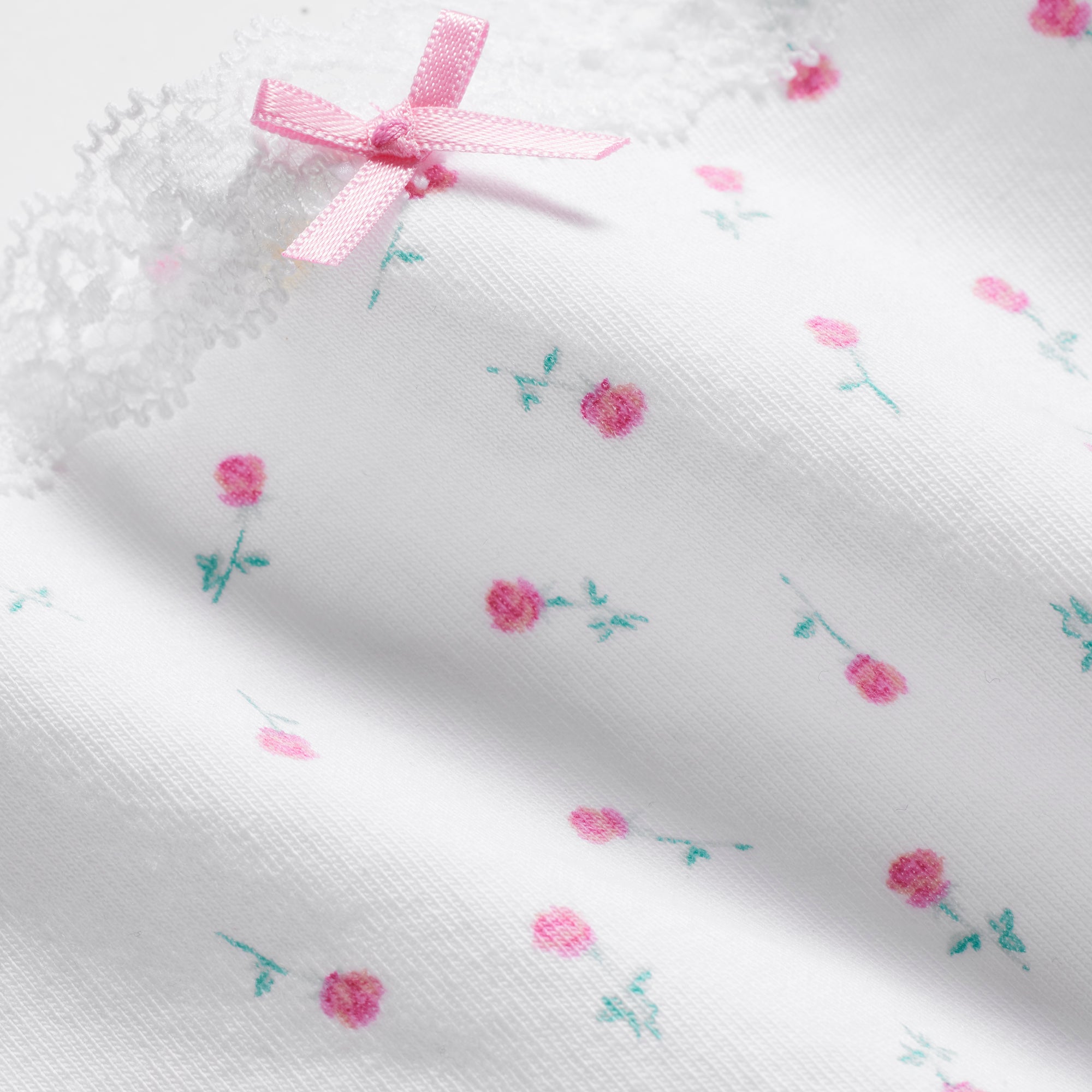 LIGHTWEIGHT COTTON LACE BOY SHORT | SNOW DITSY ROSE PRINT - Image 4