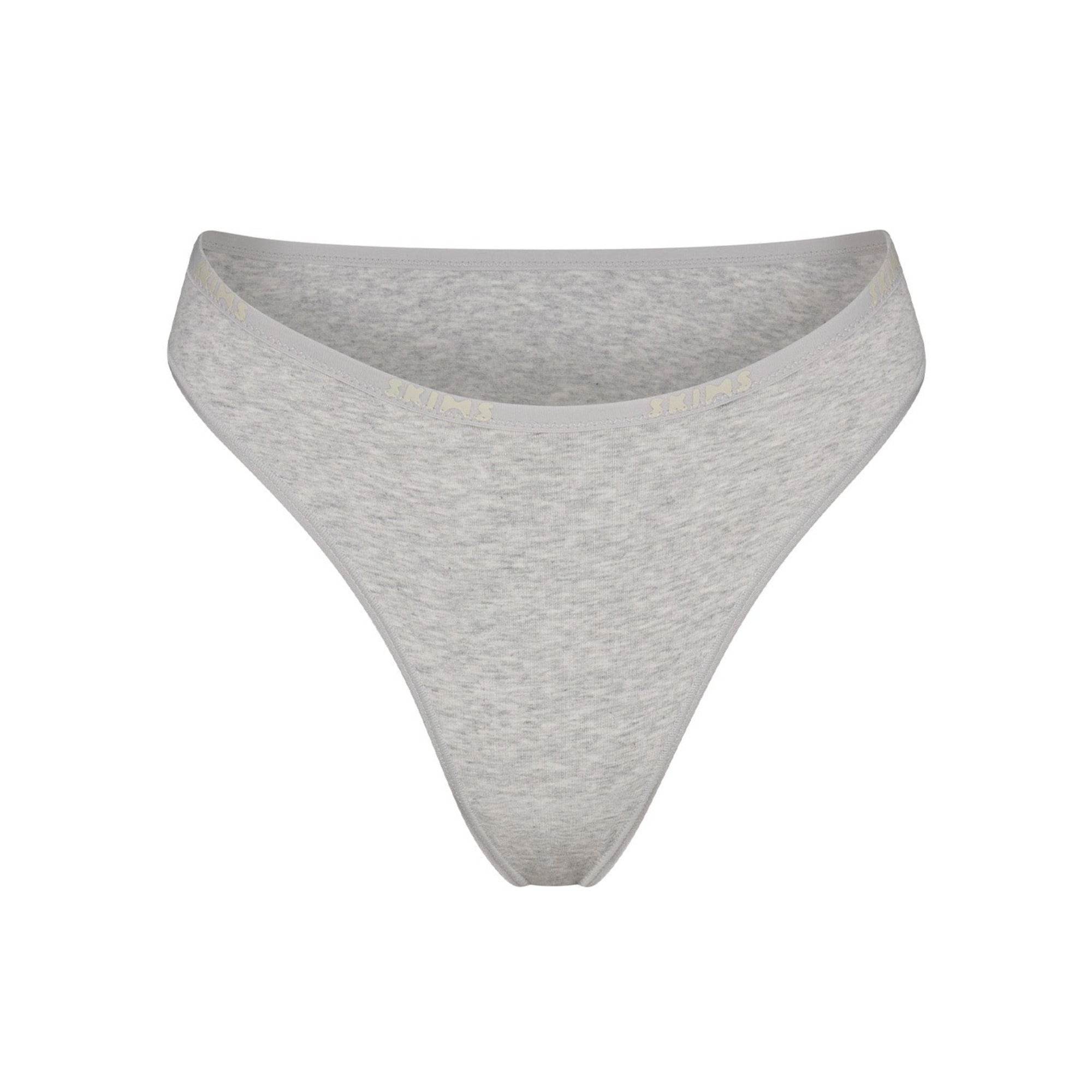 COTTON LOGO HIGH LEG BIKINI | LIGHT HEATHER GREY - Image 6