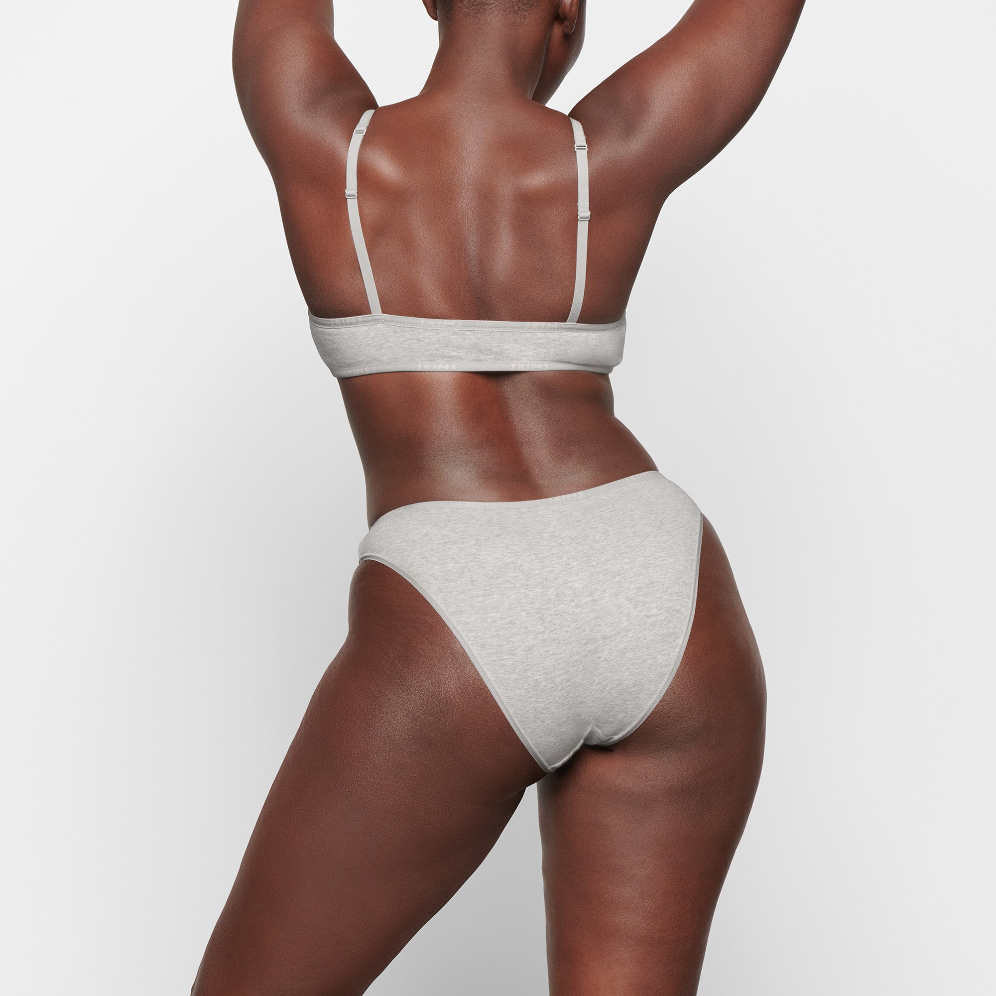 COTTON LOGO HIGH LEG BIKINI | LIGHT HEATHER GREY - Image 3