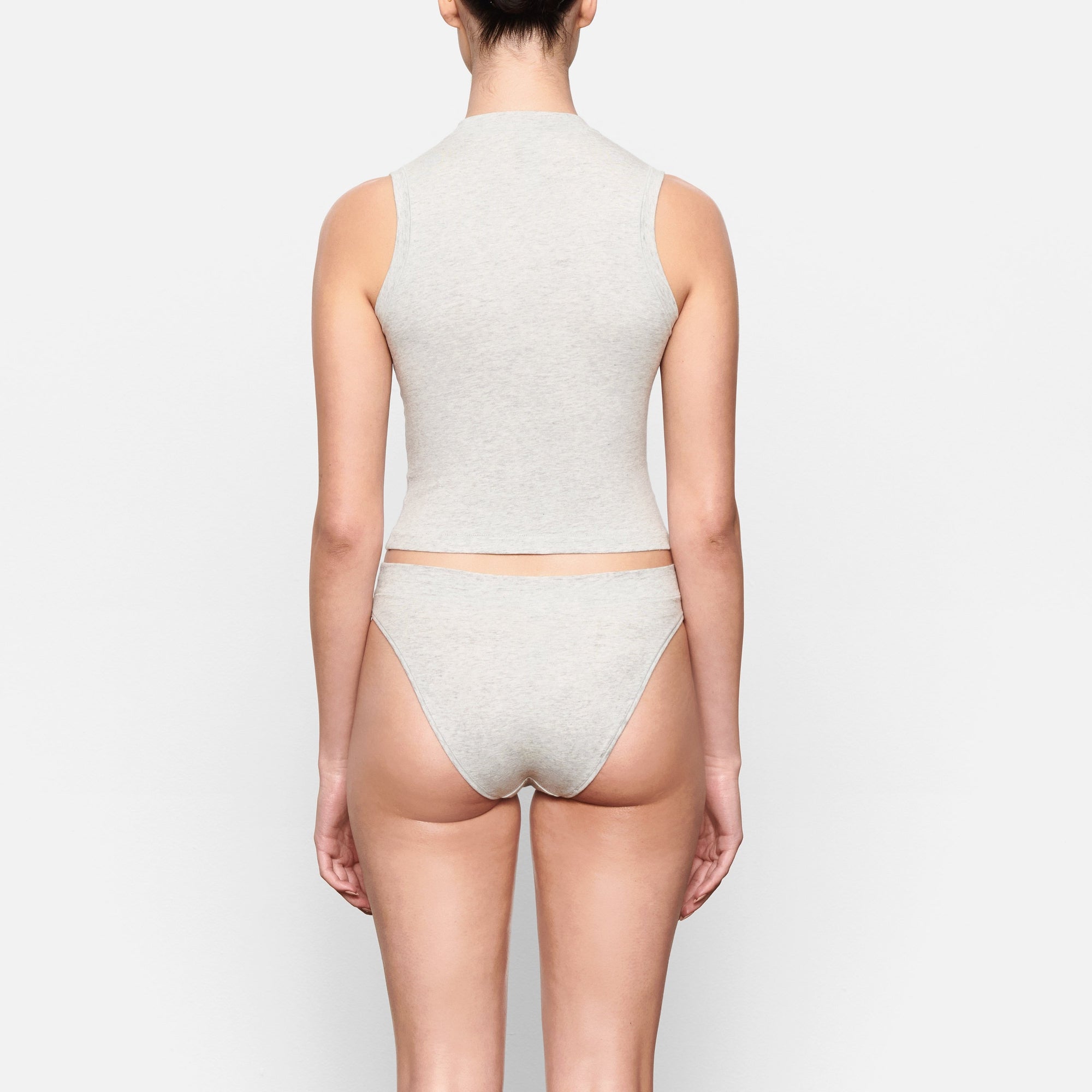 COTTON JERSEY CHEEKY TANGA | LIGHT HEATHER GREY - Image 3