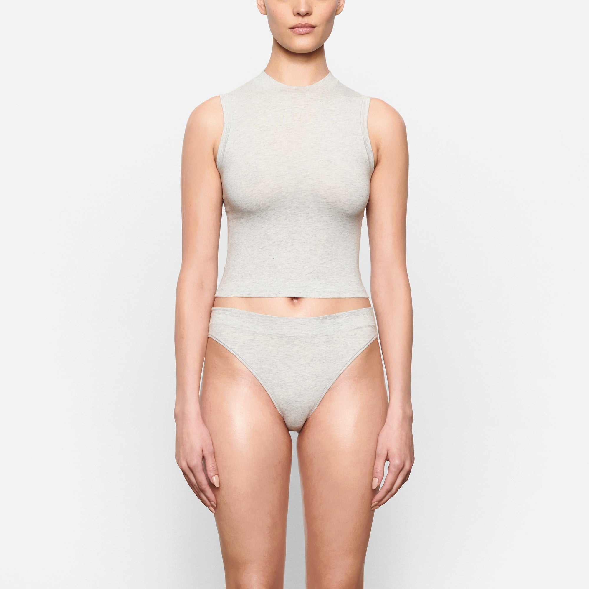 COTTON JERSEY CHEEKY TANGA | LIGHT HEATHER GREY