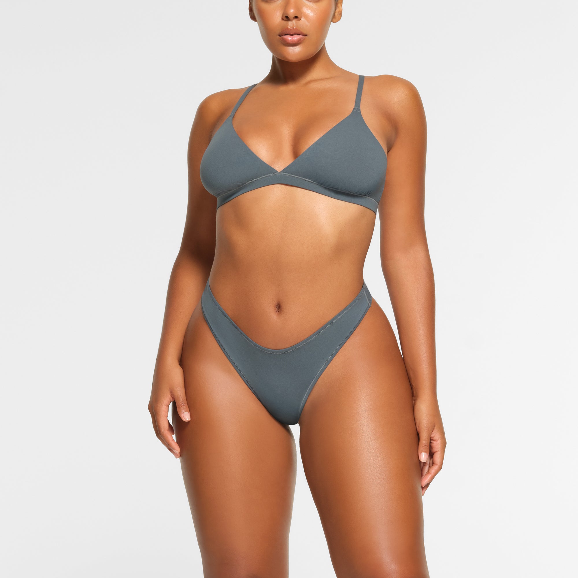 COTTON JERSEY DIPPED THONG | KYANITE