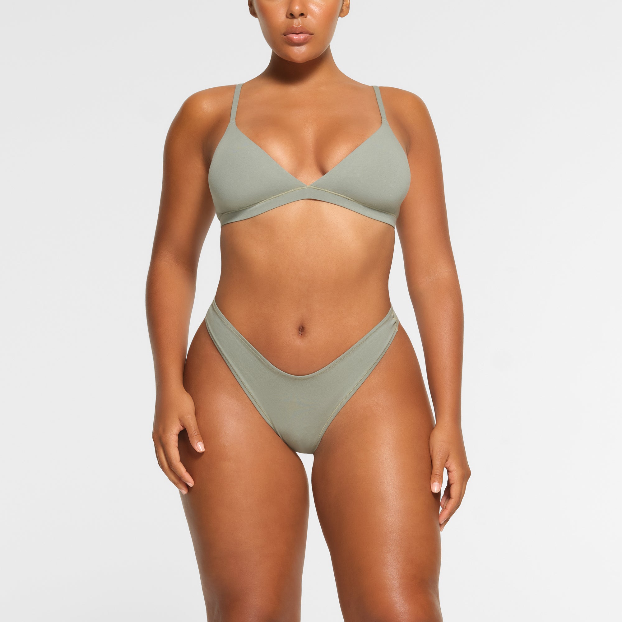 COTTON JERSEY DIPPED THONG | MINERAL
