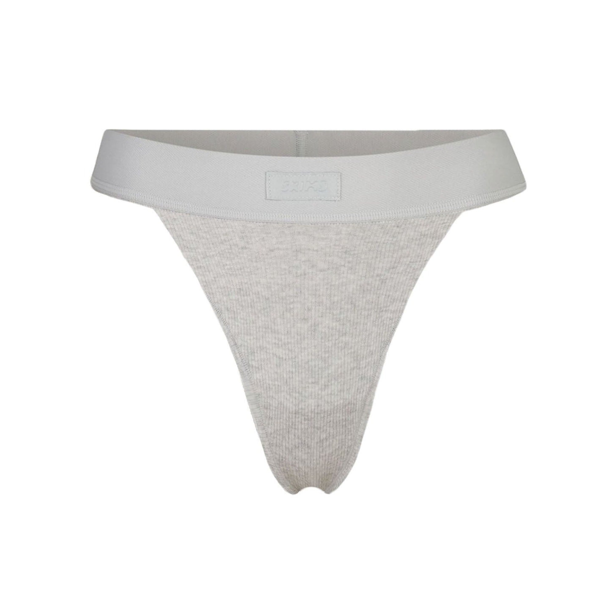COTTON RIB THONG | LIGHT HEATHER GREY - Image 5