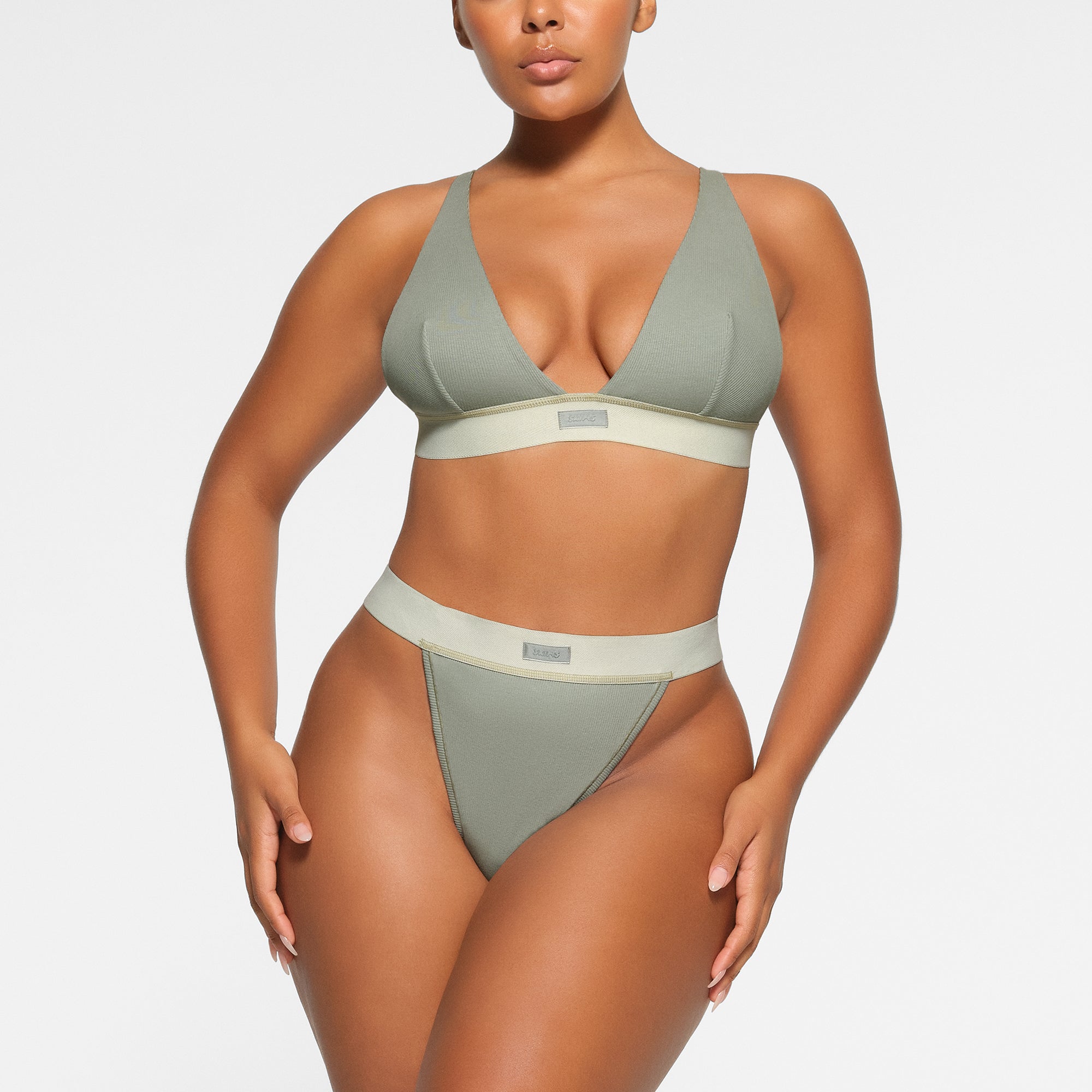 COTTON RIB THONG | MINERAL