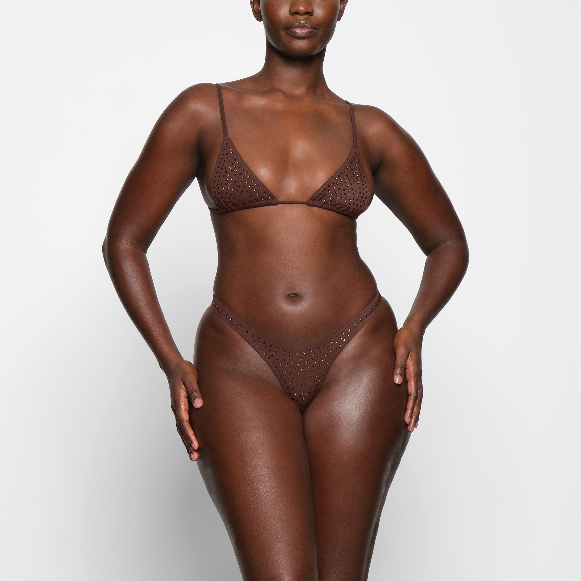 SPARKLE JERSEY MINI THONG | COCOA