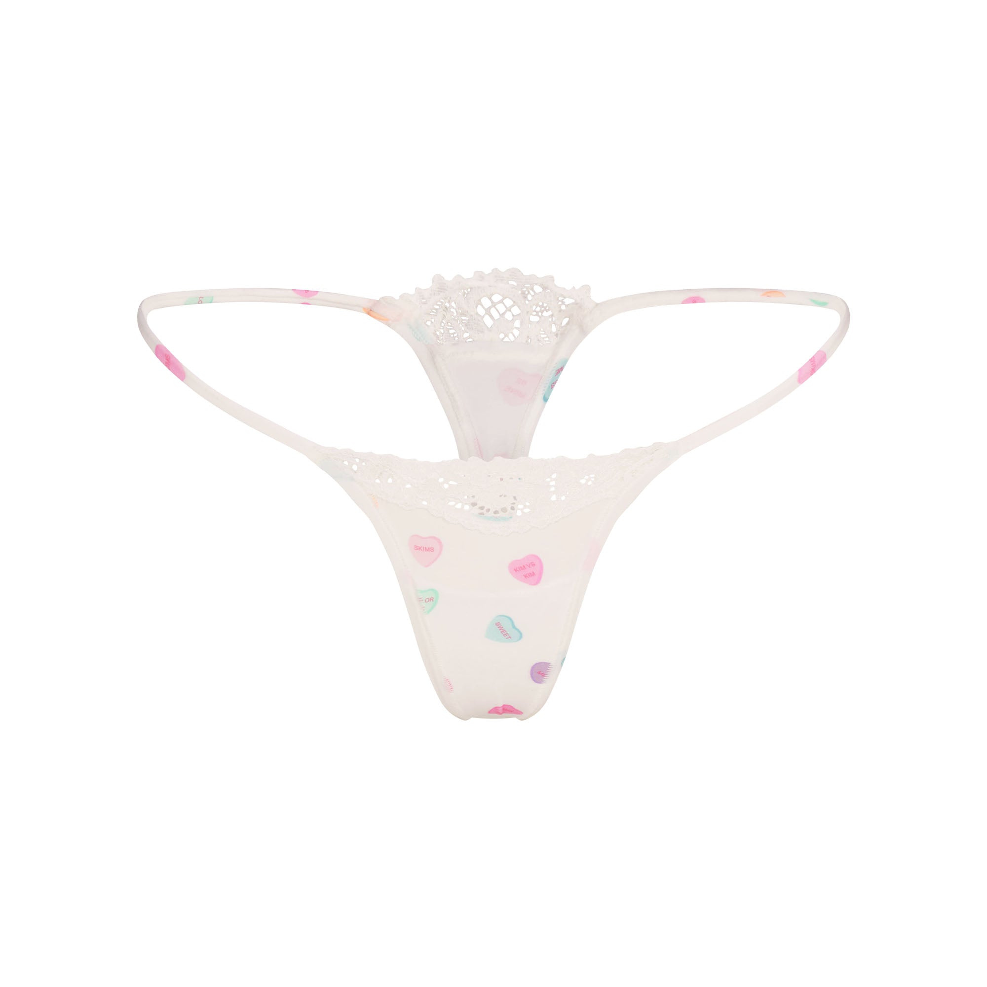 FITS EVERYBODY LACE STRING THONG | MARBLE CANDY HEART PRINT - Image 5