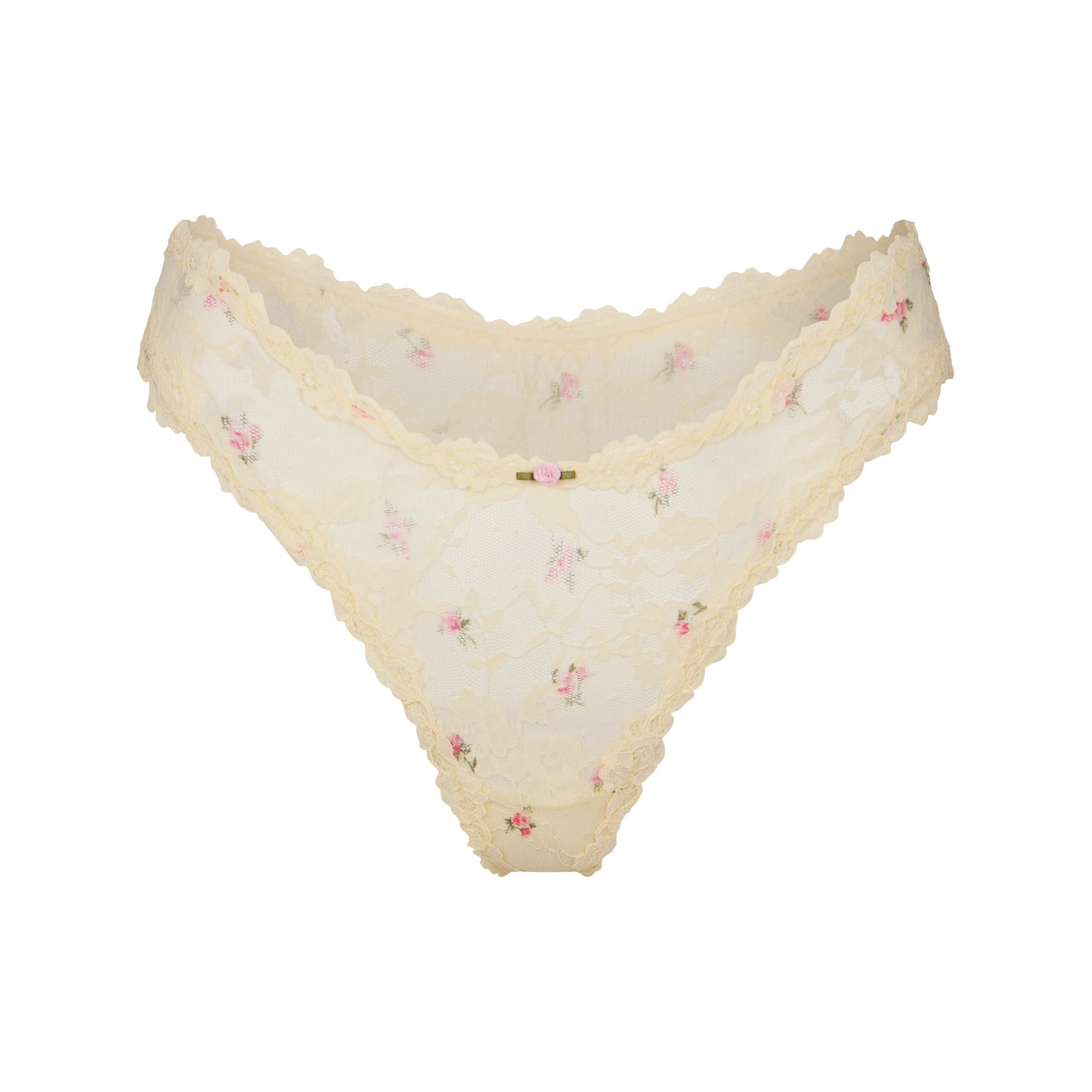 STRETCH LACE DIPPED THONG | BUTTER ROSEBUD PRINT - Image 4