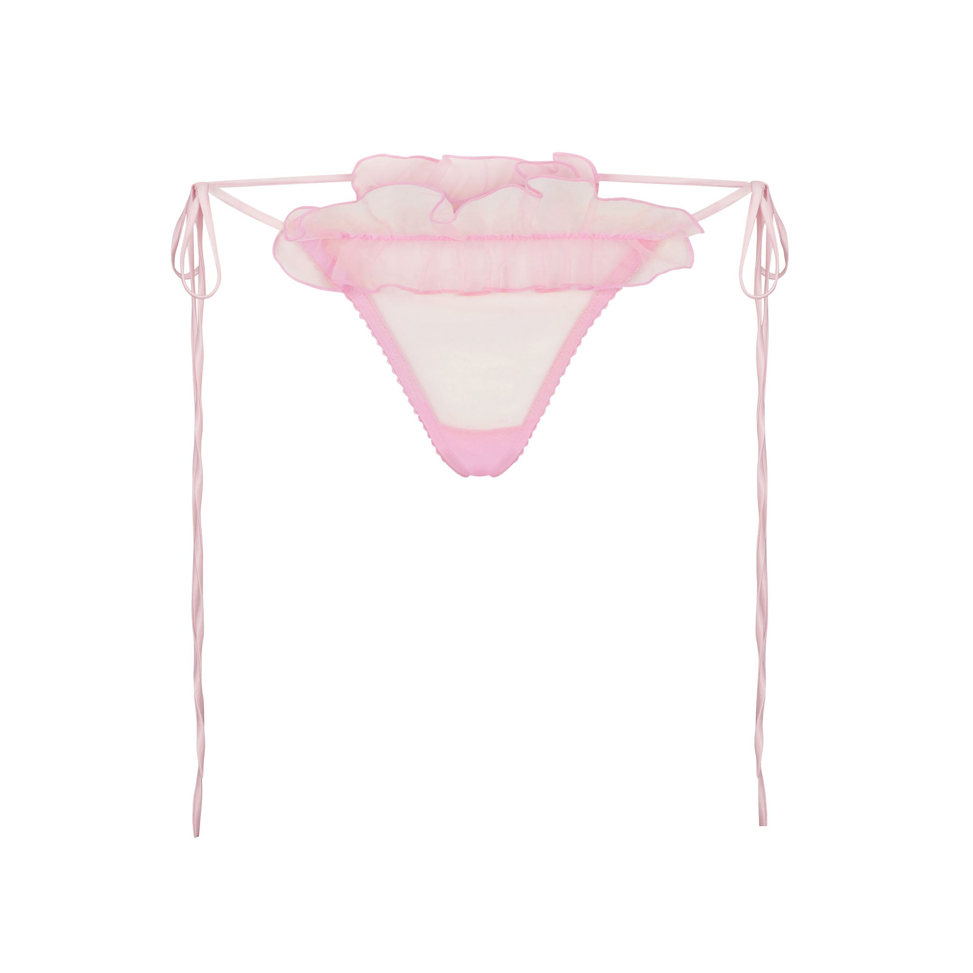 EMBROIDERED TULLE TIE BRALETTE AND THONG SET | BUBBLE GUM - Image 7