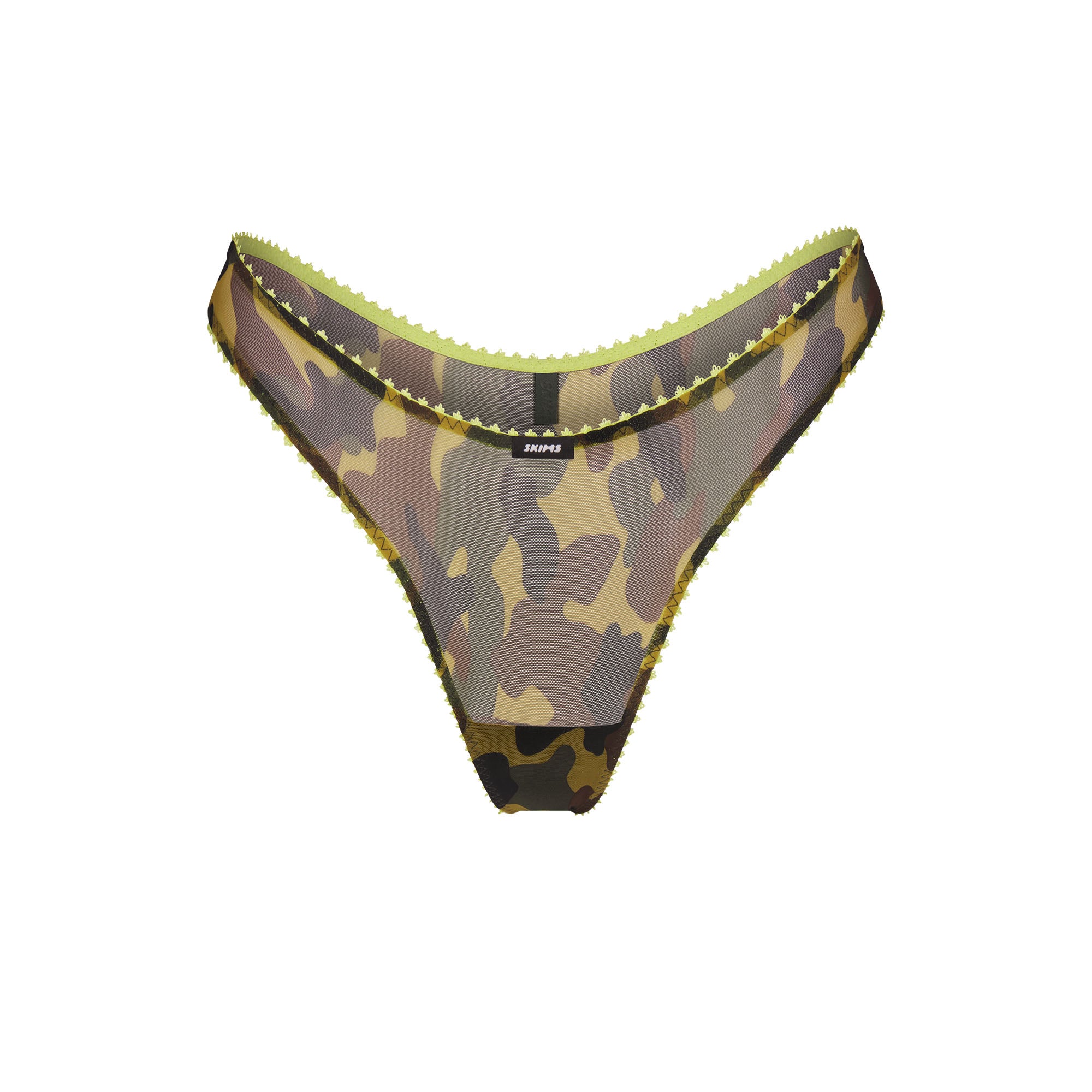ULTRA FINE MESH PICOT DIPPED THONG | DAFFODIL CAMO - Image 5