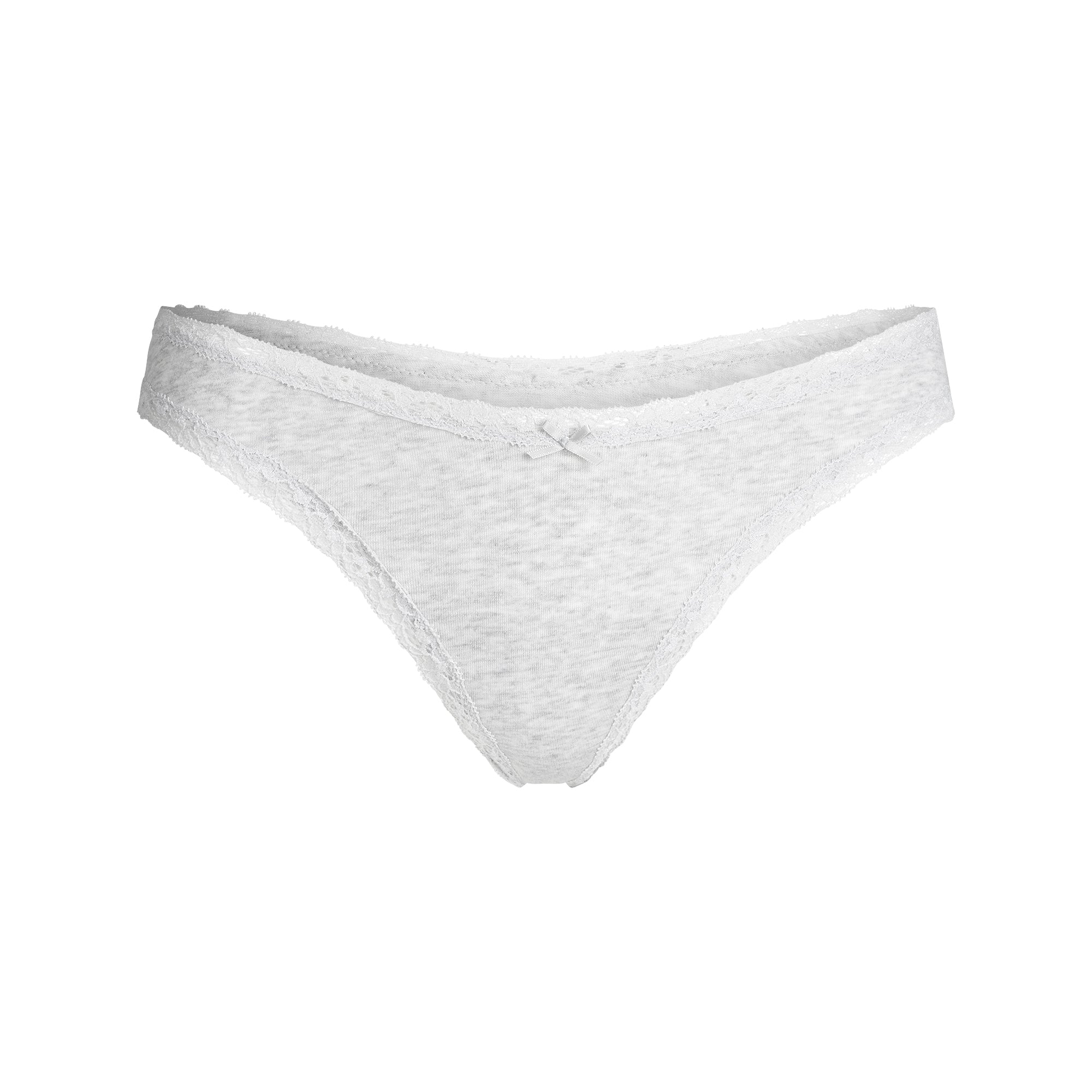 LIGHTWEIGHT COTTON LACE THONG | LIGHT HEATHER GREY - Image 5