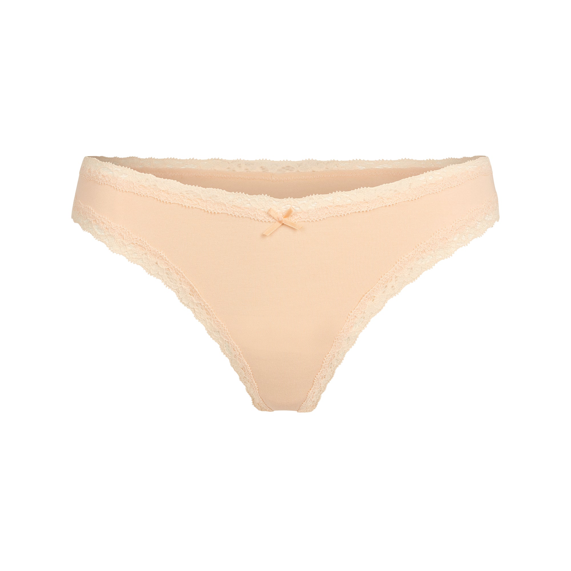 LIGHTWEIGHT COTTON LACE THONG | PEACH - Image 5