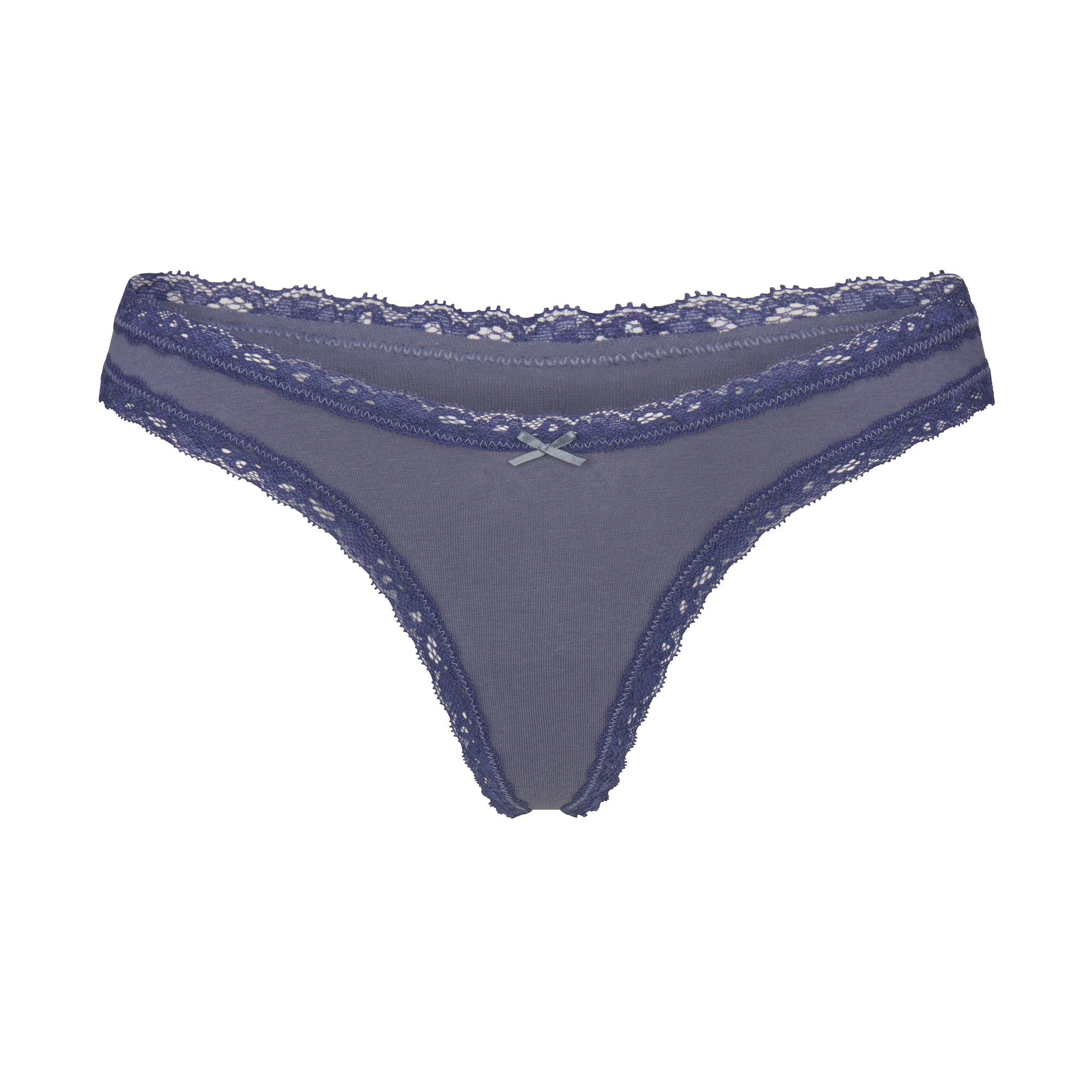 LIGHTWEIGHT COTTON LACE THONG | STEEL BLUE - Image 5