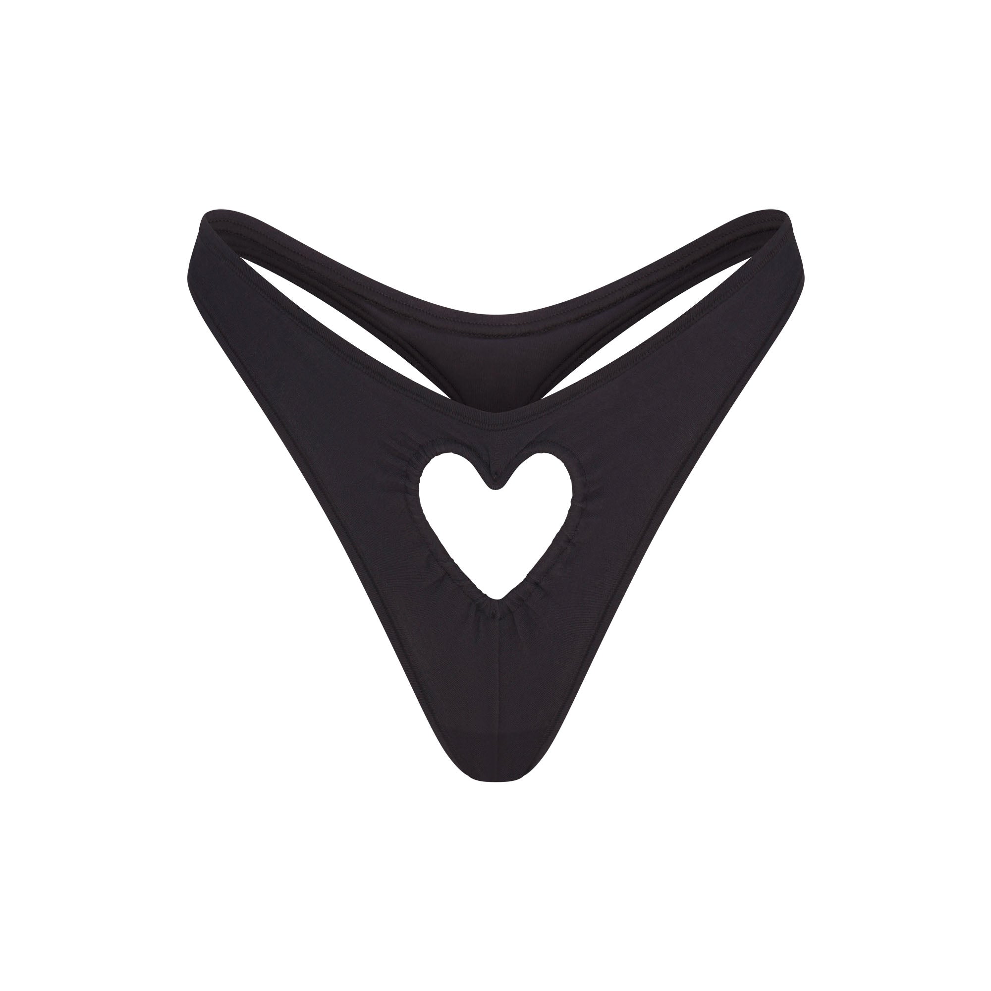 COTTON JERSEY HEART DIPPED THONG | SOOT - Image 5
