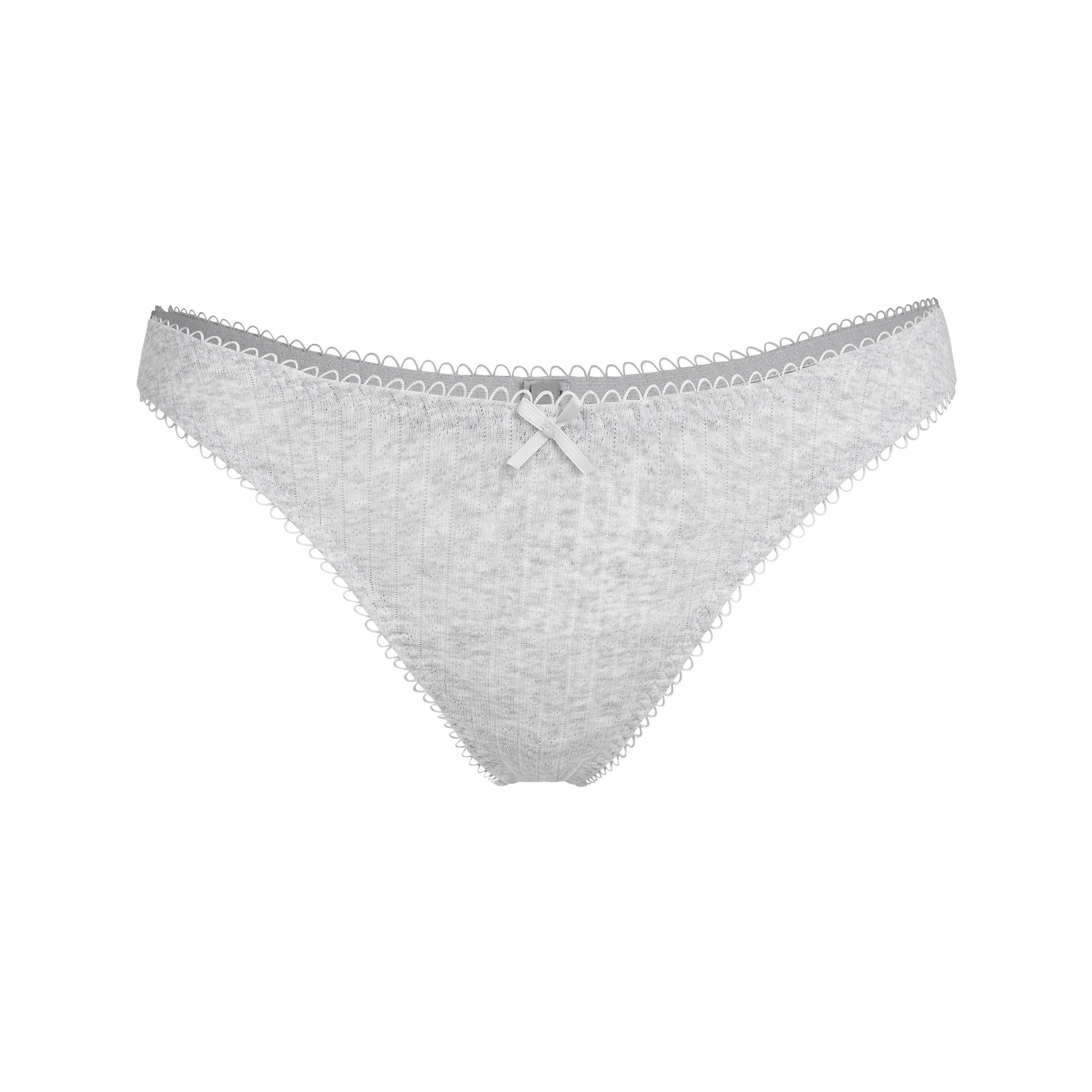 POINTELLE DIPPED THONG | LIGHT HEATHER GREY - Image 5