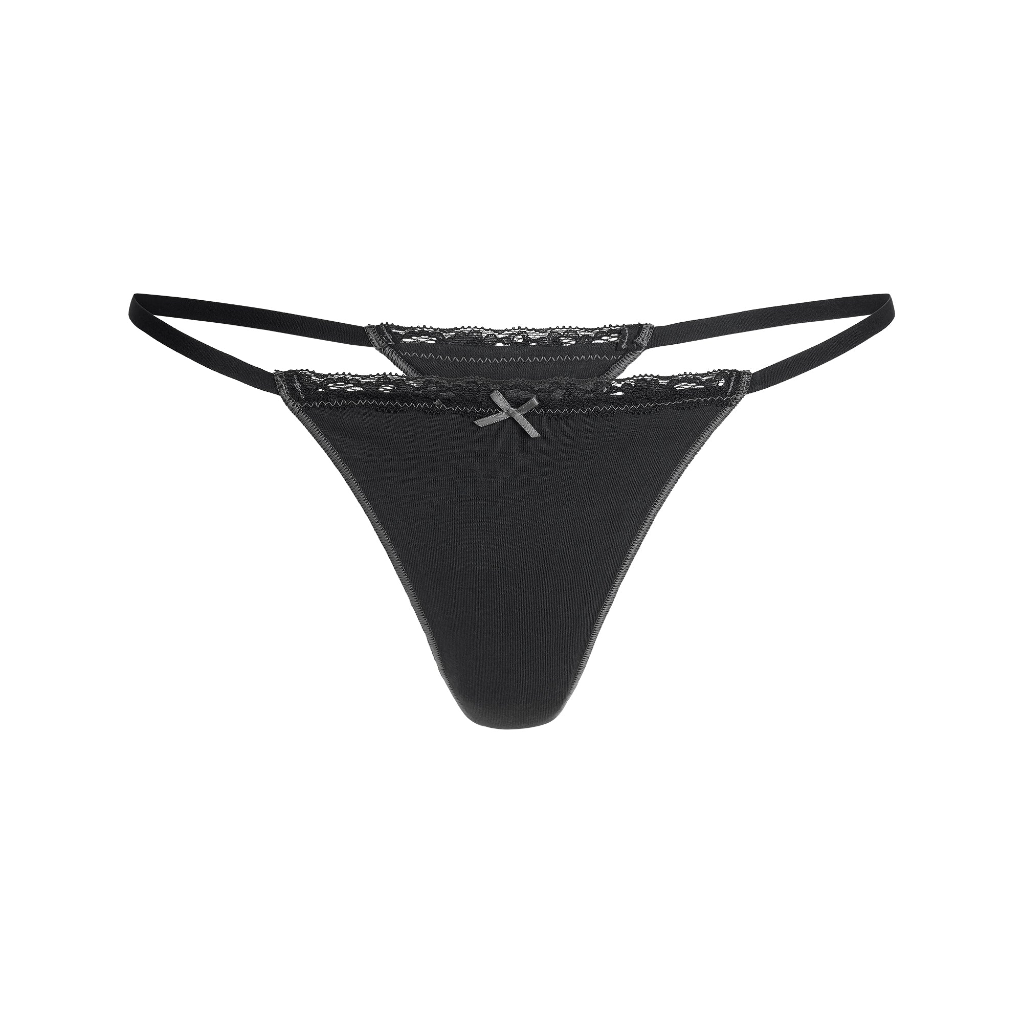 LIGHTWEIGHT COTTON LACE STRING THONG | SOOT TONAL - Image 5