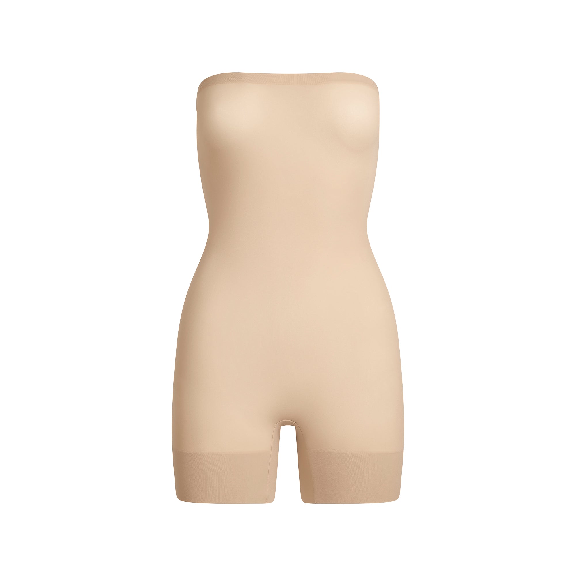 SHEER SEAMLESS STRAPLESS SHORTIE BODYSUIT | CLAY - Image 6
