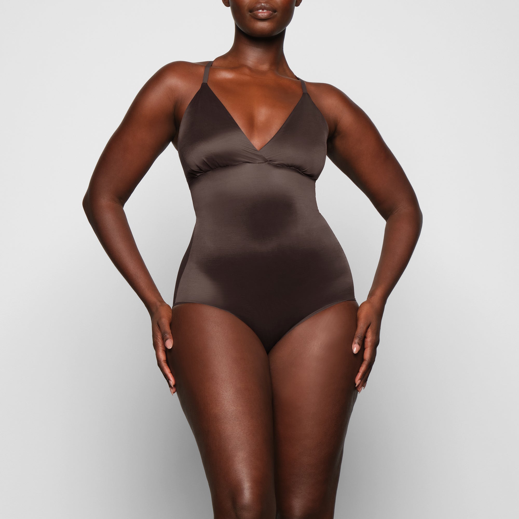 SIMPLY BARE BODYSUIT BRIEF WITH SNAPS | ESPRESSO